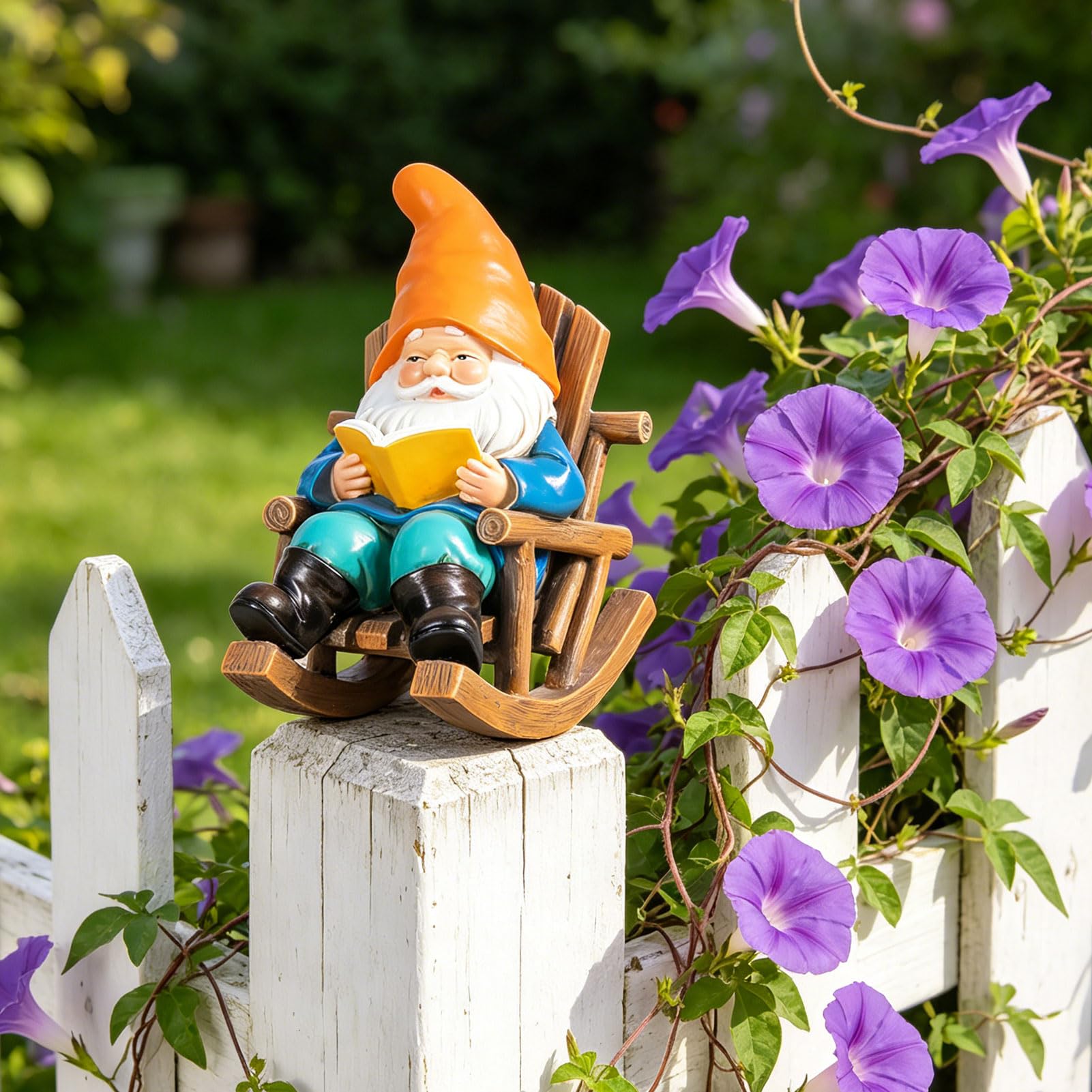 Gartenzwerge Gartendeko für Außen, Gartenfiguren für Draußen Wetterfest, Kunstharz Gartenzwerg Lustig, Harz Deko Lektüre Zwerg Figuren für Außen Innen, Tischschmuck Geschenk für Männer (2 Stück)