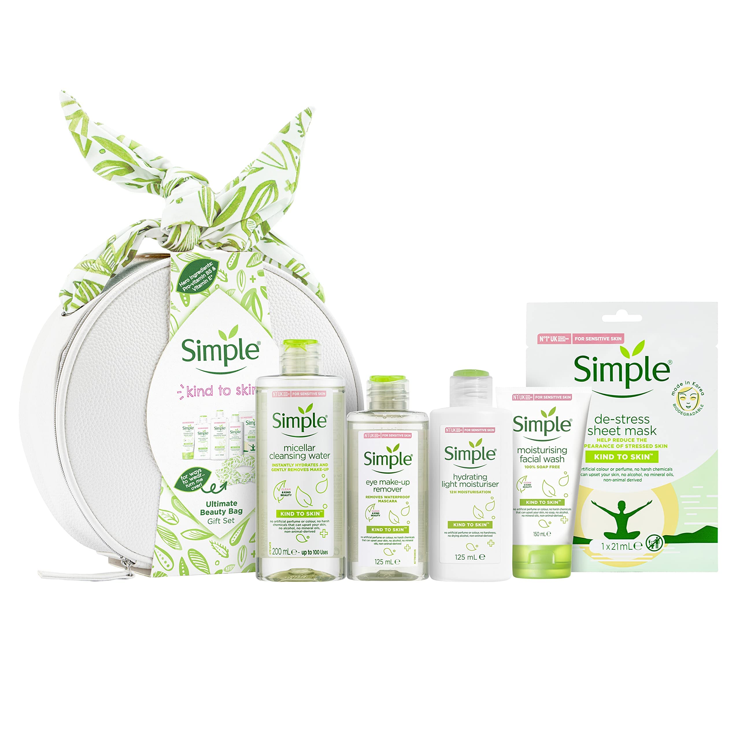 Simple Kind to Skin with an Elegant Beauty Bag and a Stylish Headscarf Ultimate Beauty Wash Bag Gift Set Ideal Christmas G...