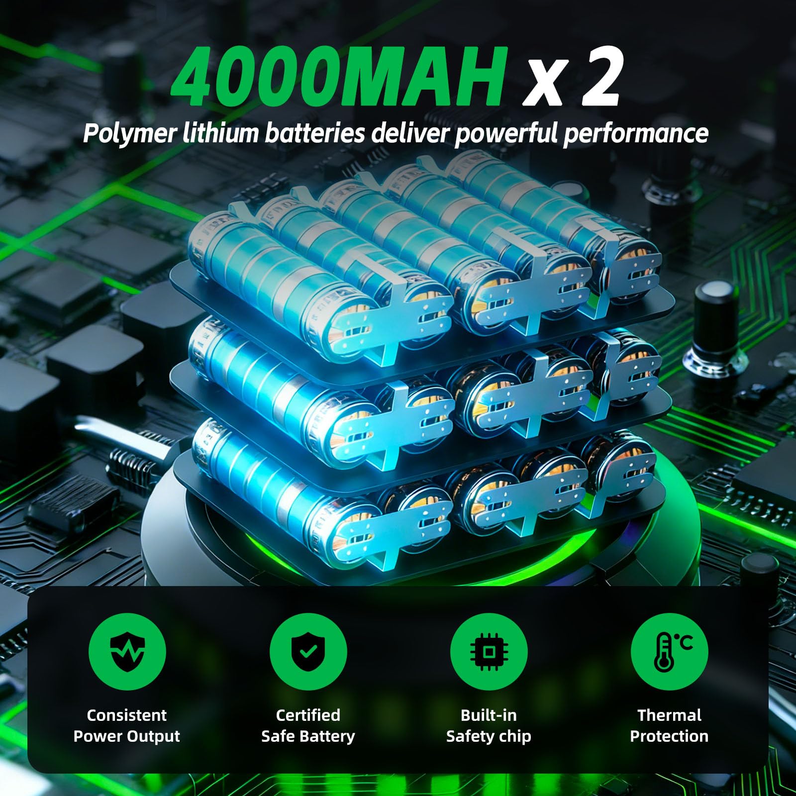 Soplador de hojas inalámbrico, batería de alta potencia de 650 W con 2 baterías de 4000 mAh, velocidad de viento de 40 MPH, soplador de hojas de mano ligero para mantenimiento de patio