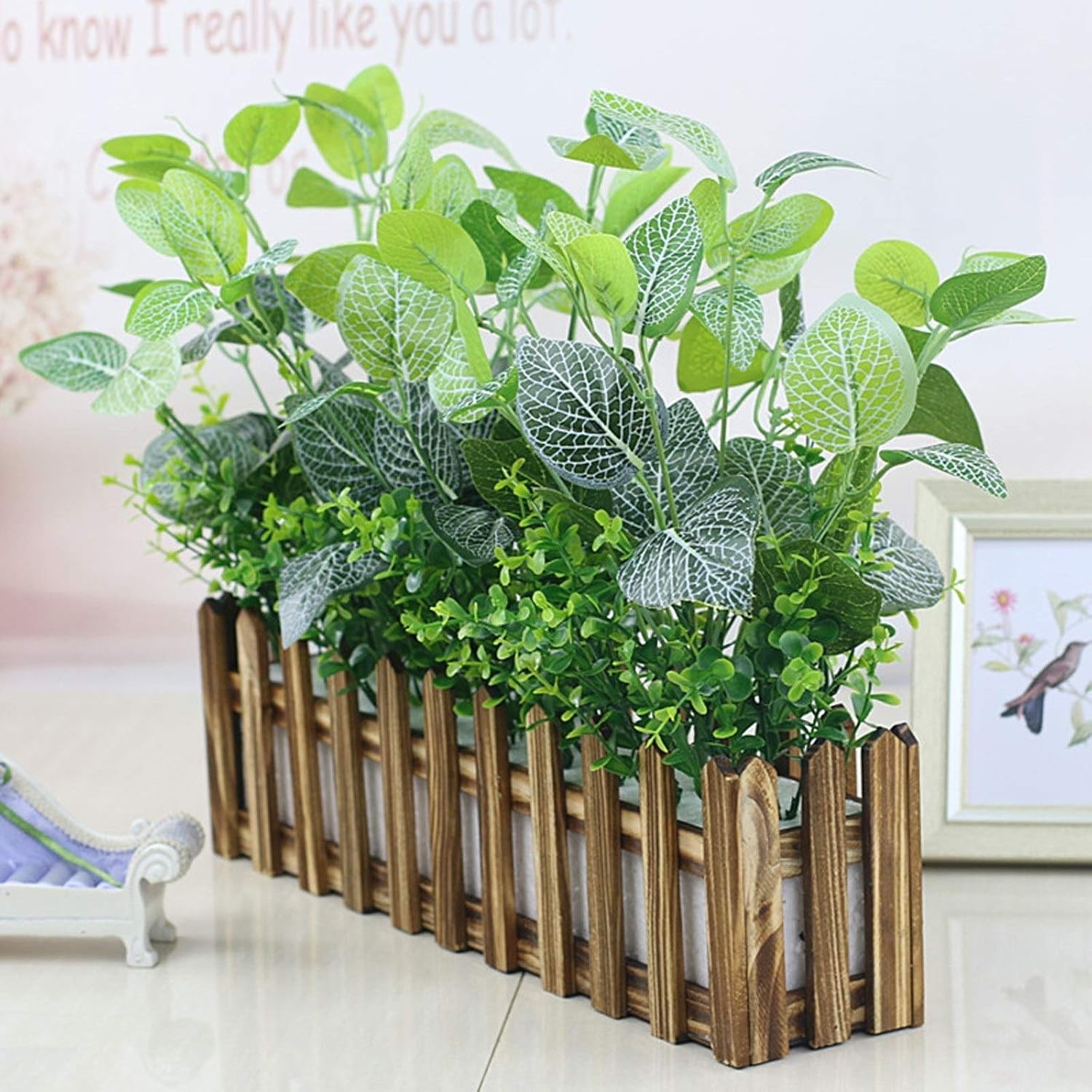 XXXXW Artificial Potted Plant Decor Faux Plants Potted Wood