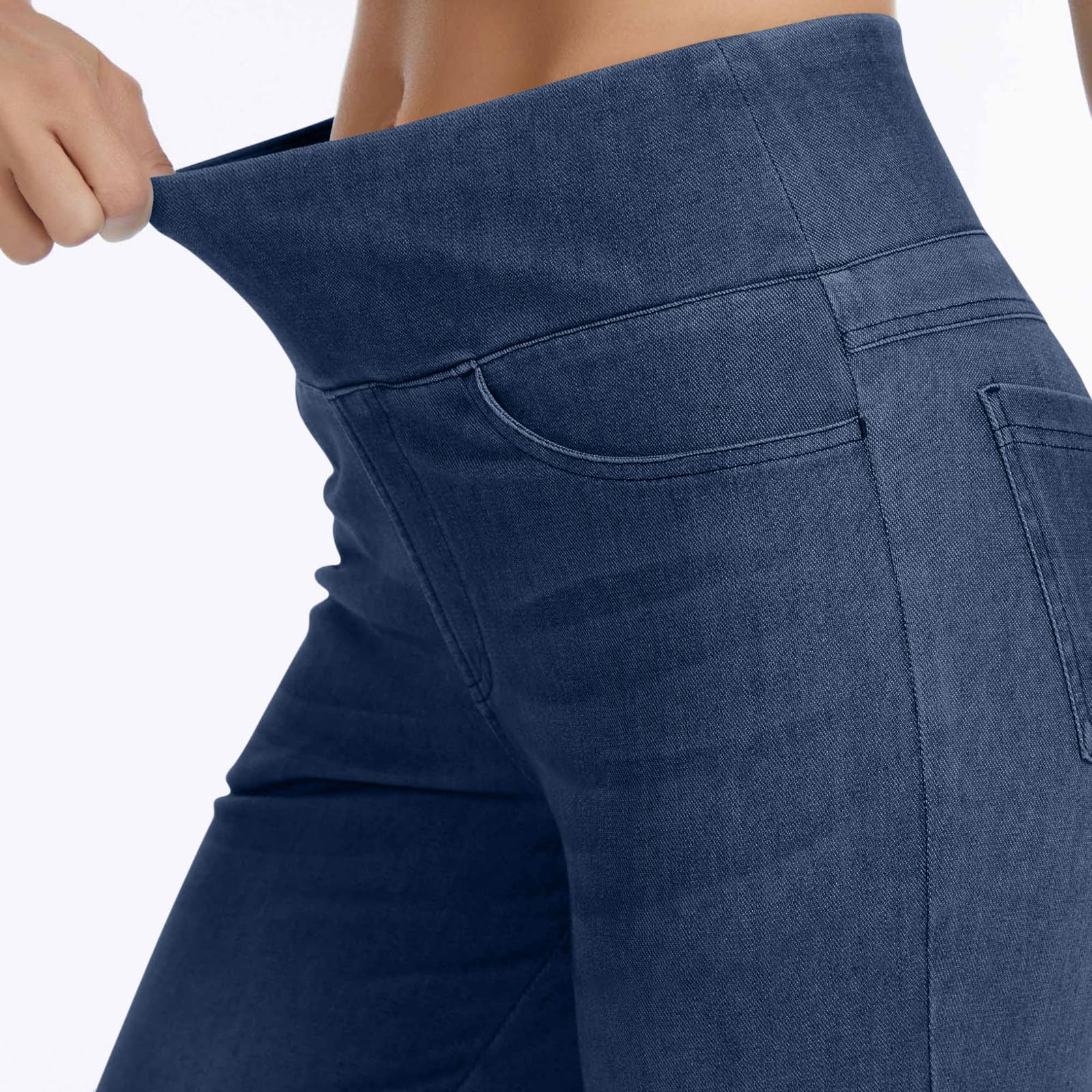 Générique Pantalon De Jean Évasé pour Femme avec Taille Haute Élastique Et Poches - Pantalons Style Rétro À Coupe Cloche, Idéal comme Pantalon Décontracté pour Le Quotidien Et Le Week-End.