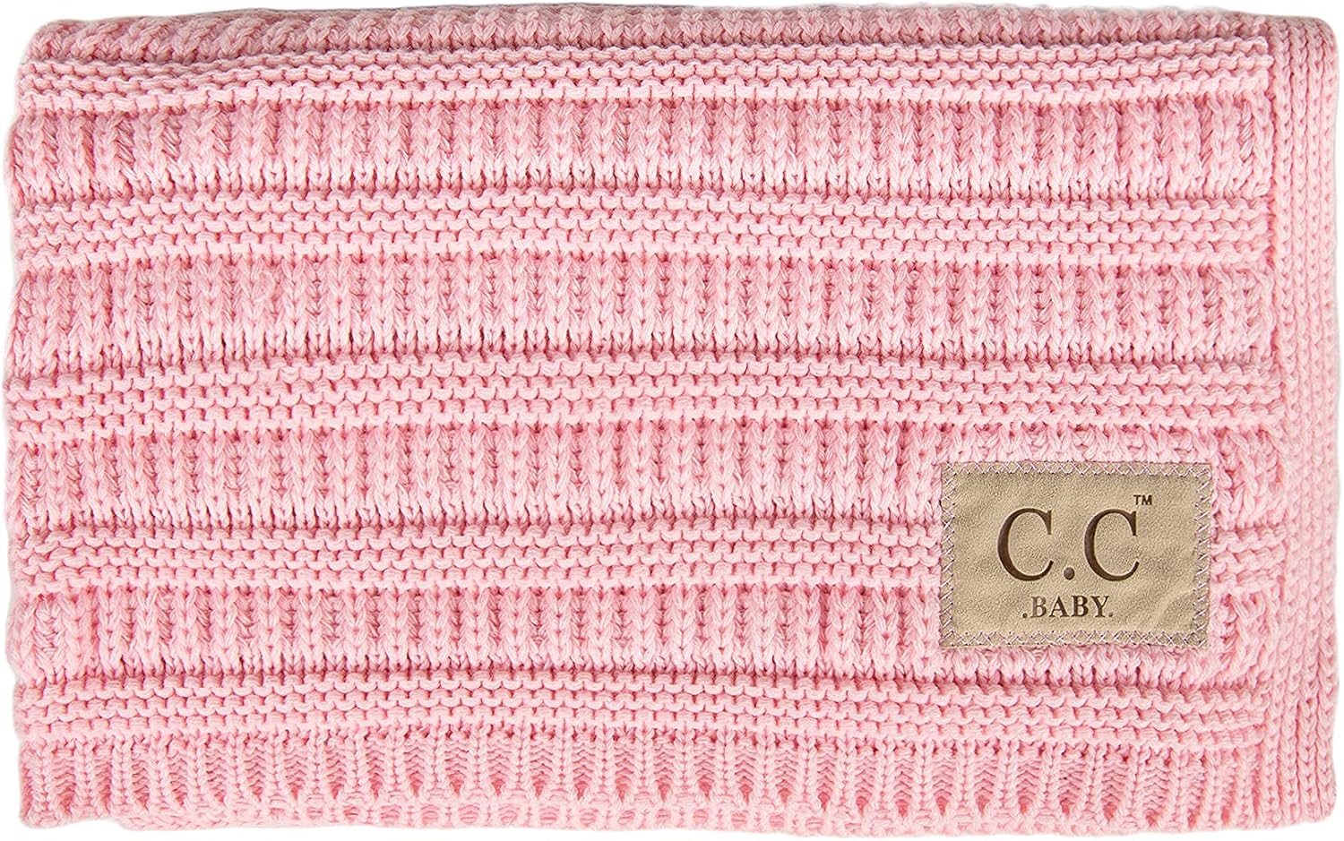 Funky Junque Large Soft Warm Lightweight Baby Throw Blanket for Toddler Bed, Strollers, Naps, Daycare Preschool Baby Throw Blanket - Ribbed Knit - Pale Pink