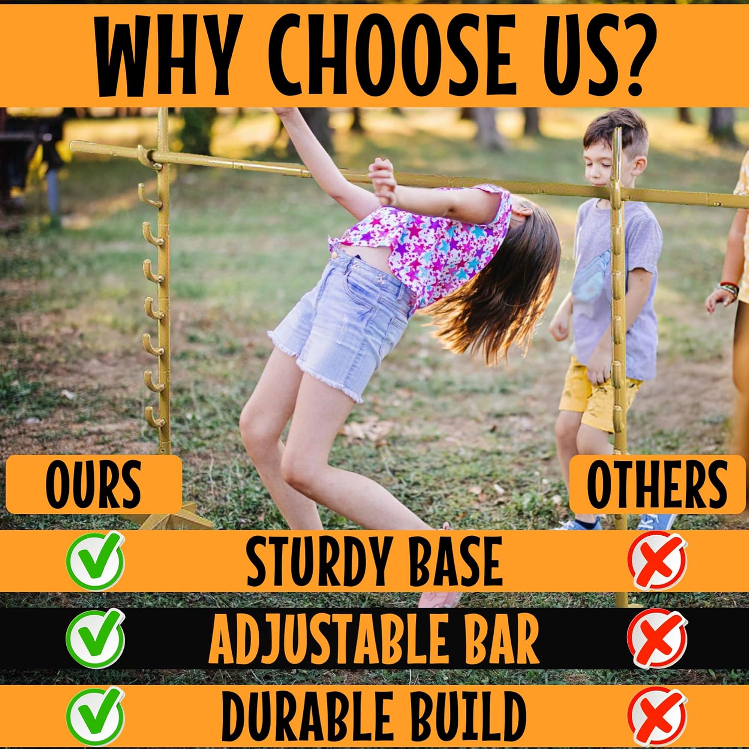 Fun Express Deluxe Limbo Game Set for Kids and Adults - Adjustable Height Bar with Sturdy Base | Perfect for Outdoor Birthday Parties, Luau Games, Lawn Activities & Family Gatherings
