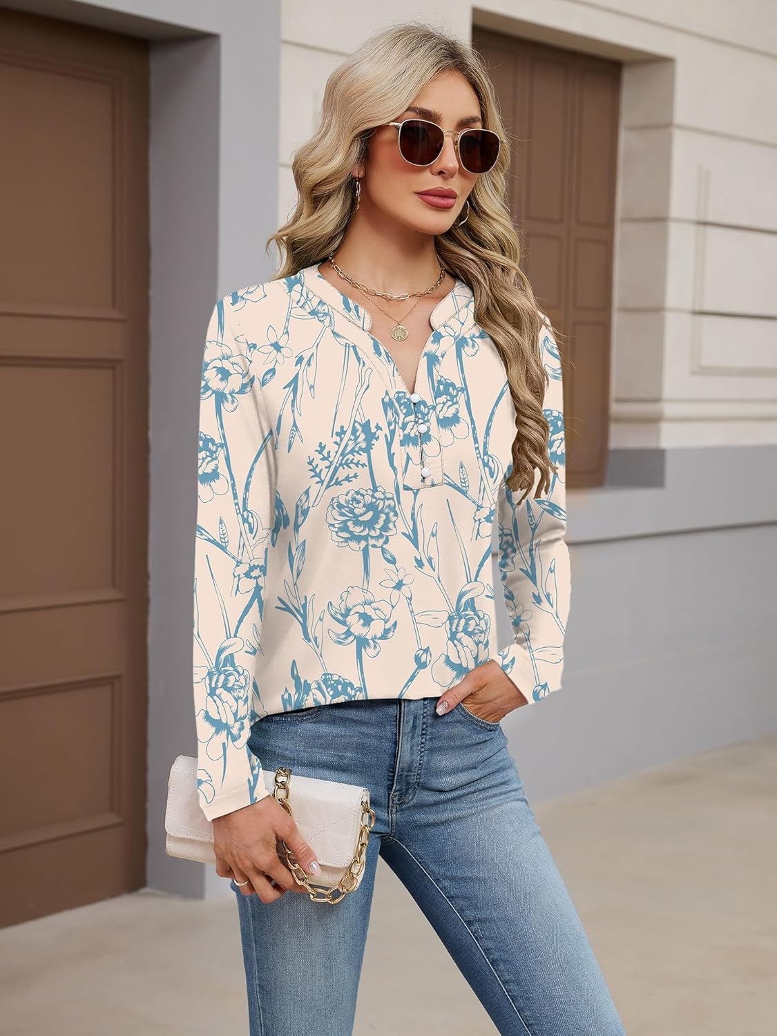 Chulianyouhuo Womens V Neck Long Sleeve Tops Button Fall Boho T Shirts 2026 Dressy Casual Tunic Blouse - Image 6