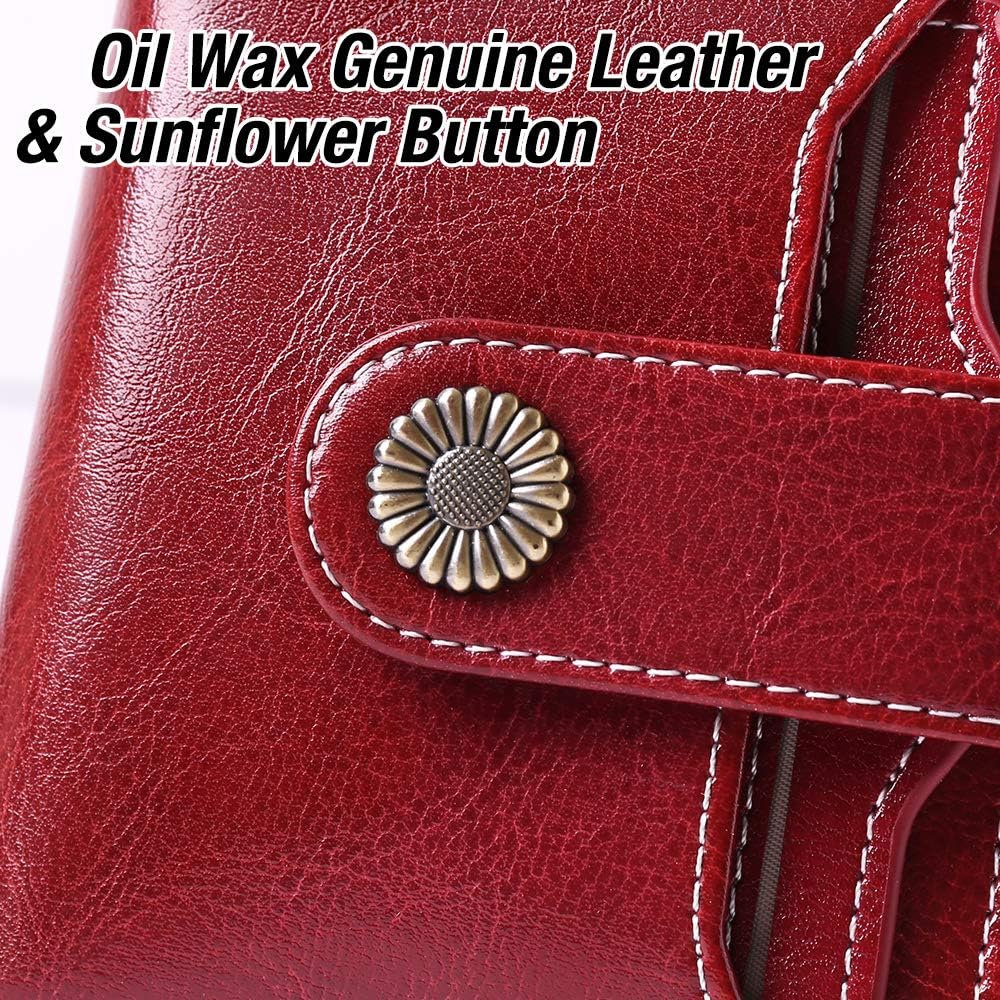 GOIACII RFID Women's Wallet Cute Small Credit Card Holder Ladies Coin Pouch Leather Wine Red - Image 4