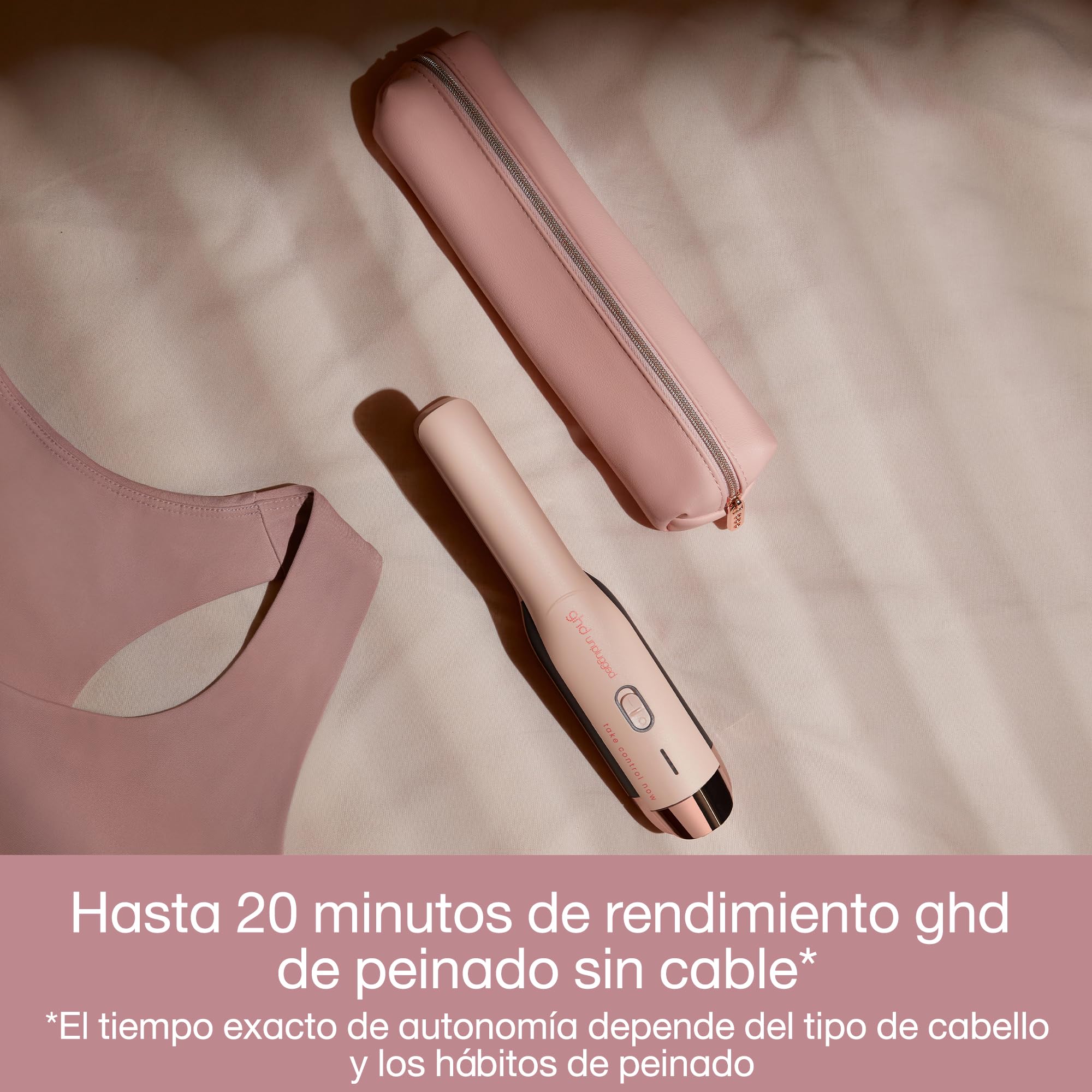 ghd unplugged take control now - Plancha de pelo profesional inalámbrica con tecnología dual, edición limitada 2023, rosa
