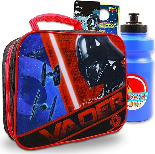 Star Wars Set de lonchera para niños, paquete con bolsa de almuerzo Darth Vader más calcomanĂas, botella de agua, más Contenedor de almuerzo de Star Wars Set de lonchera para niños, paquete con bolsa de almuerzo Darth Vader más calcomanĂas, botella de agua, más Contenedor de almuerzo de