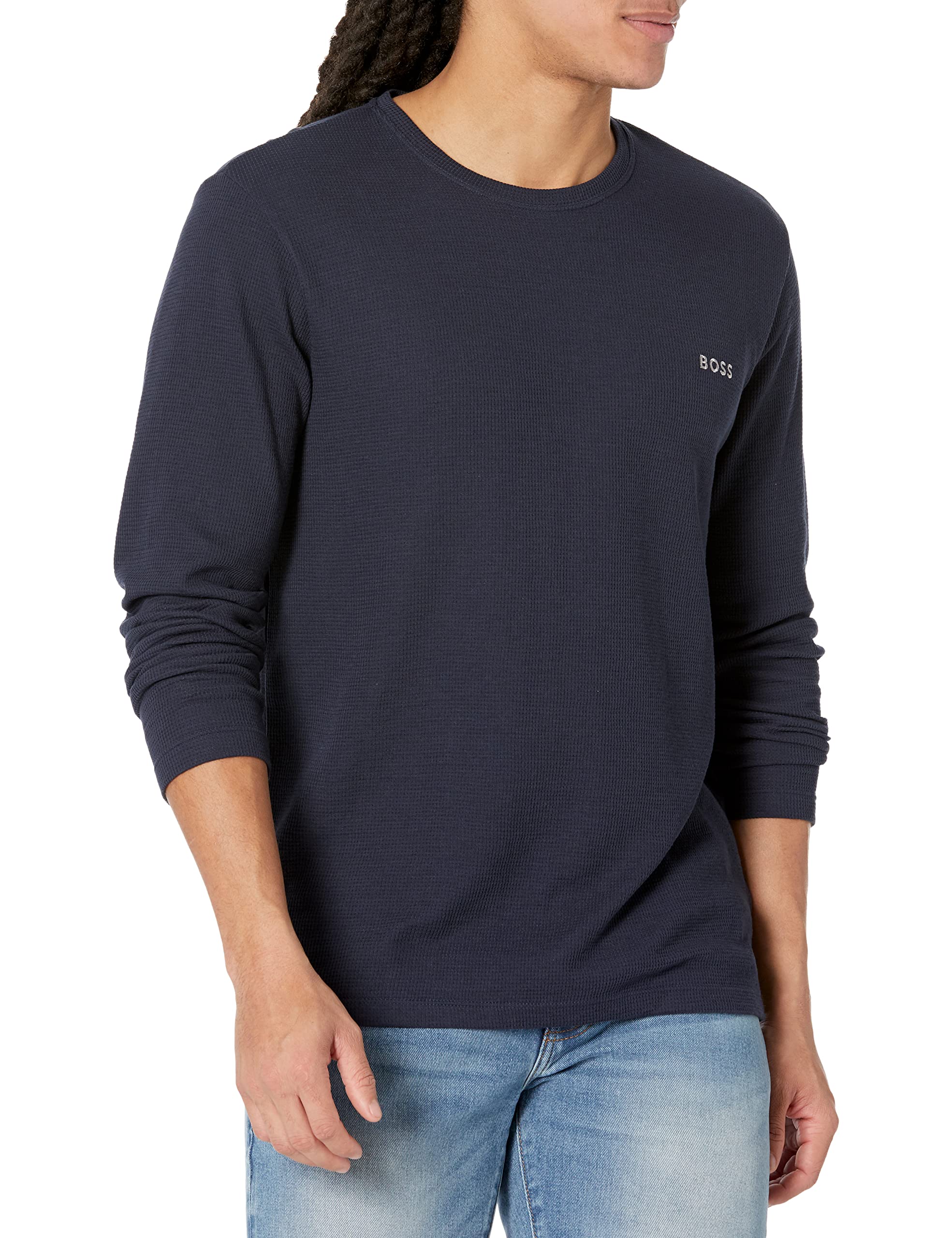 BOSS Men's Waffle Long Sleeve Shirt, Ivy Green, M