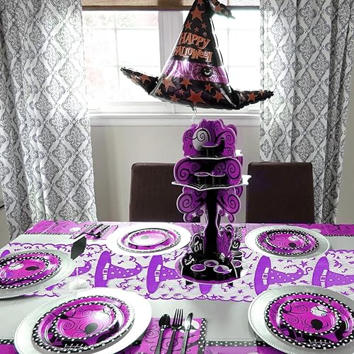 Miniatura 4 de Camino de mesa de Halloween  Camino de mesa de encaje con sombrero de bruja para decoraciones de mesa de Halloween  Máscara de Halloween, cena,