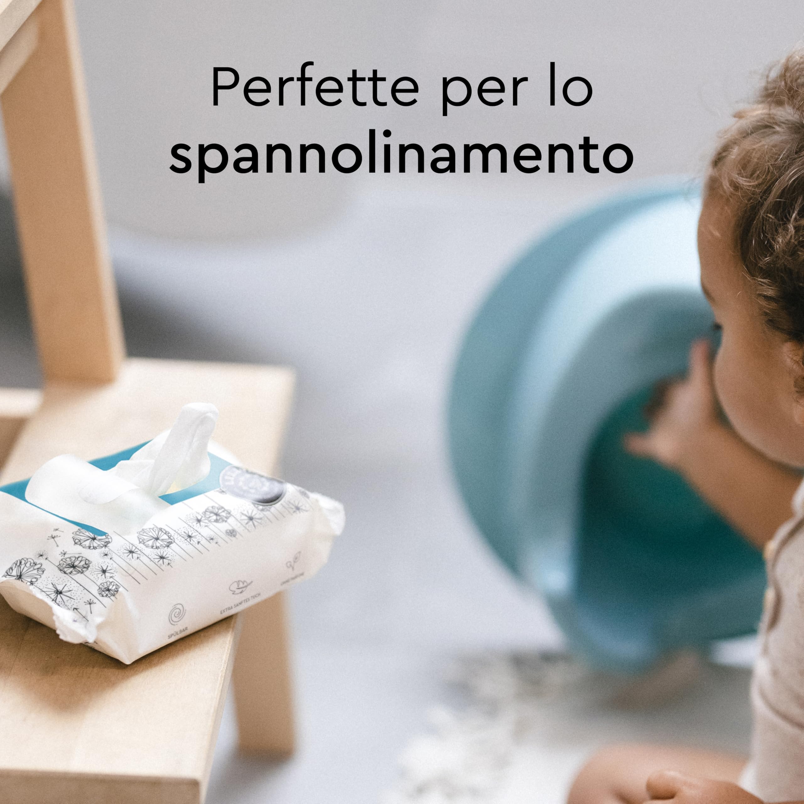 LILLYDOO Salviettine Gettabili nel WC 60 Pezzi 100% Tessuto Senza Plastica