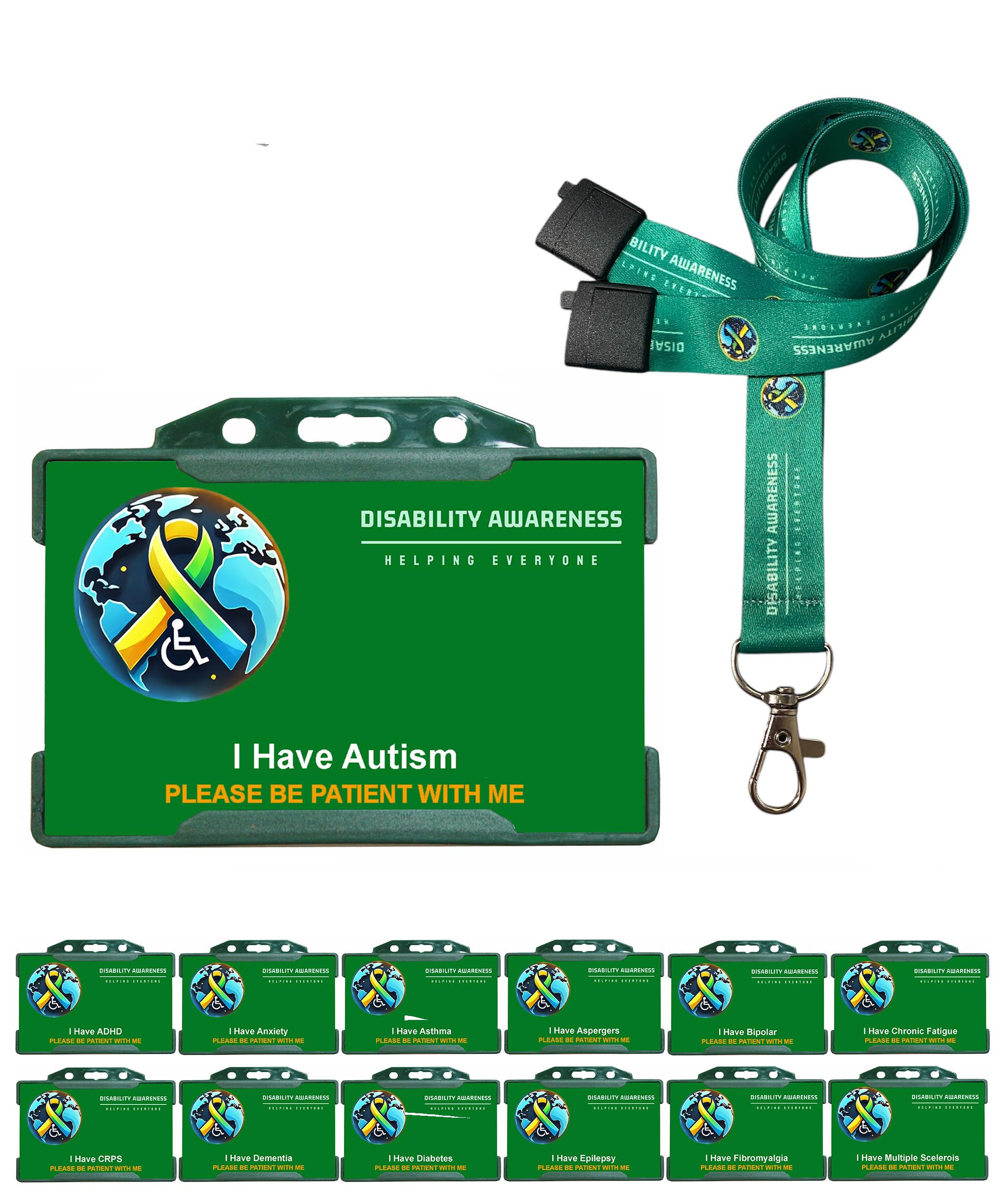 I Have Autism Awareness Badge & Printed Hidden Disability Lanyard World Symbol Uniting the World of Hidden Disabilities Quantum Leap โ image 1