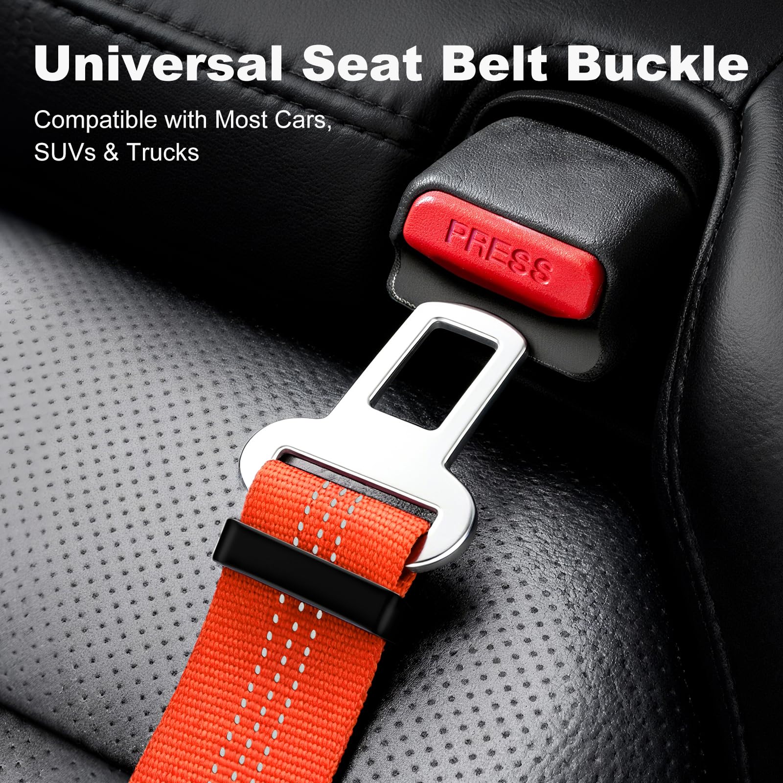Dog Seat Belt for Car, Adjustable Dog Car Harness Seatbelt for Small Medium Large Dogs, Heavy Duty Travel Safety Restraint with Locking Aluminum Hook & Reflective Nylon Strap, Orange - image 6