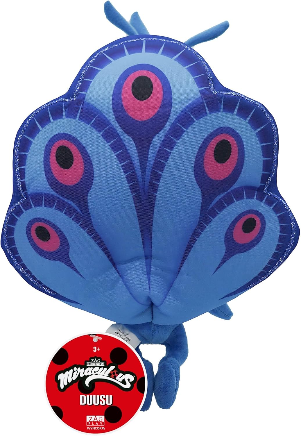 Miraculous Ladybug - Kwami Mon Ami Duusu, 9-inch Peacock Plush Toys for Kids, Super Soft Stuffed Toy with Resin Eyes, High Glitter & Gloss, & Detailed Stitching Finishes (Wyncor) (M13004)