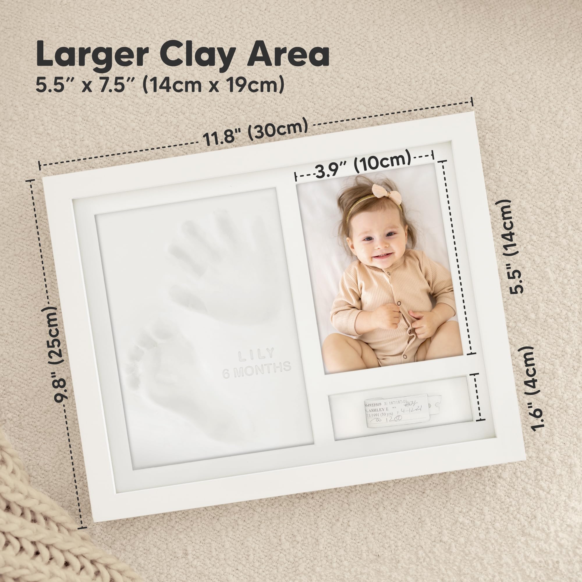 KeaBabies Personnalisé Kit d'empreintes de mains et pieds - Décor de chambre d'enfant imprimé mains et pieds - Kit d'impression de cadre photo pour bébé (Alpine White)