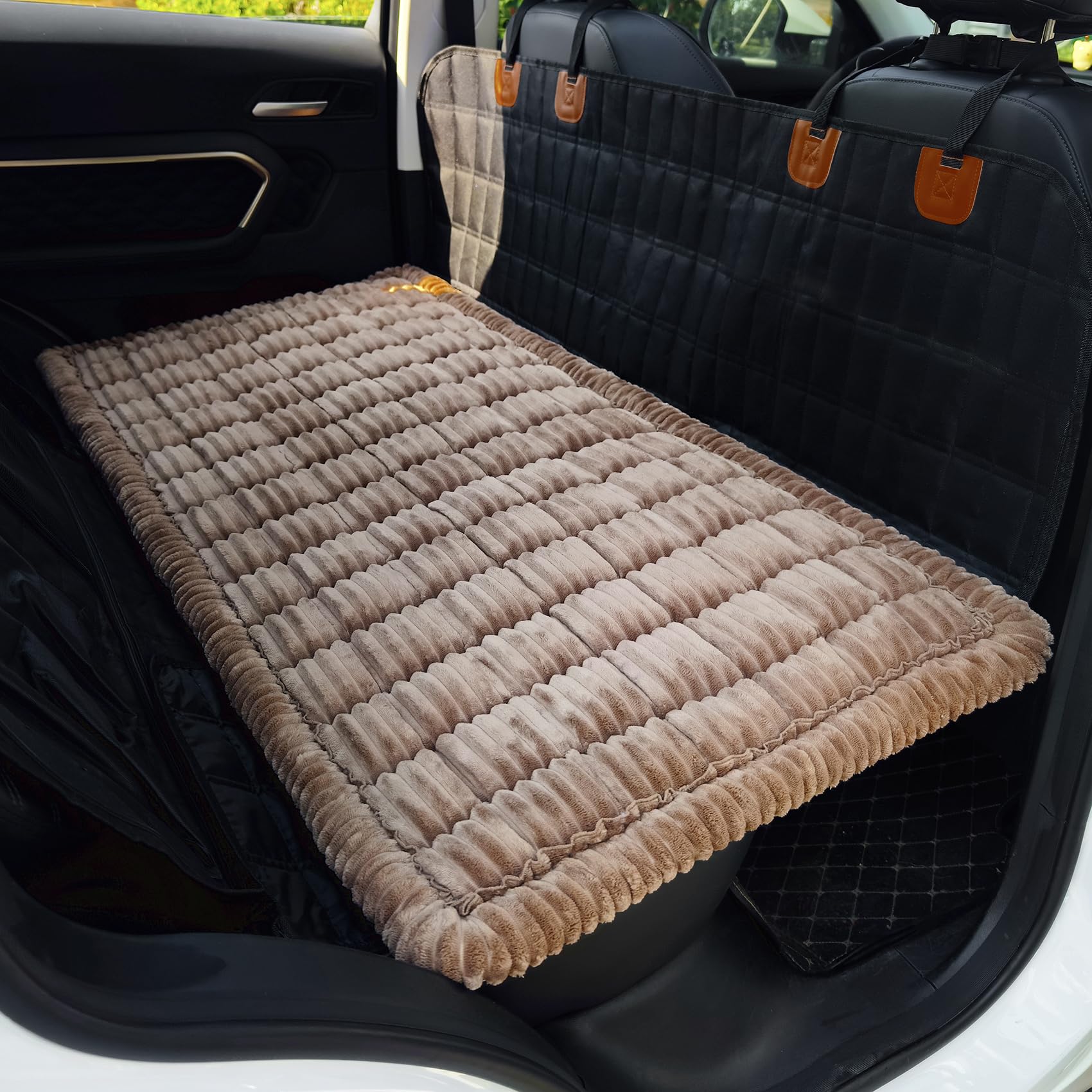 Dog Bed for Car, Backseat Pet Bed Mat, Dog Seat Cover for Car Back Seat, Non-Slip Travel Pet Mat, Fit for Backseat Extenders and Seat Covers (Darkcoffee, 63x137cm)