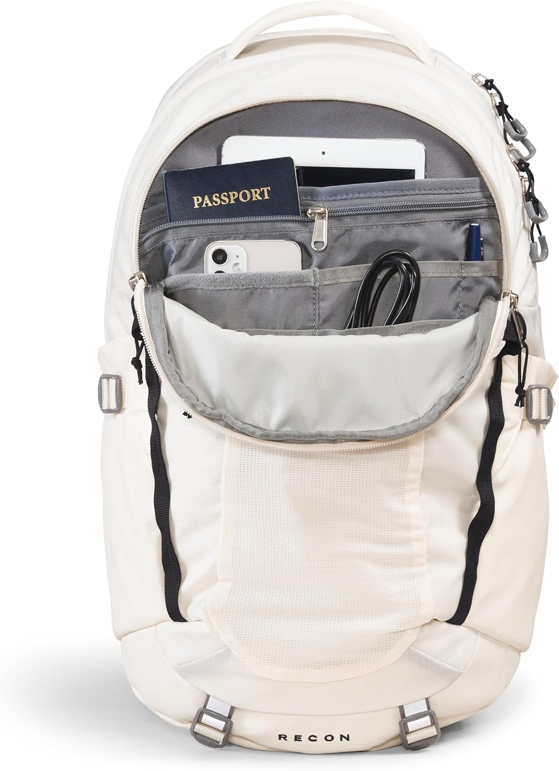 The North Face Women's Recon Everyday Laptop Backpack - Commuter Travel Bag, 16" Laptop Sleeve, Water-Repellent, Gardenia White/TNF Black-NPF, One Size - Image 4