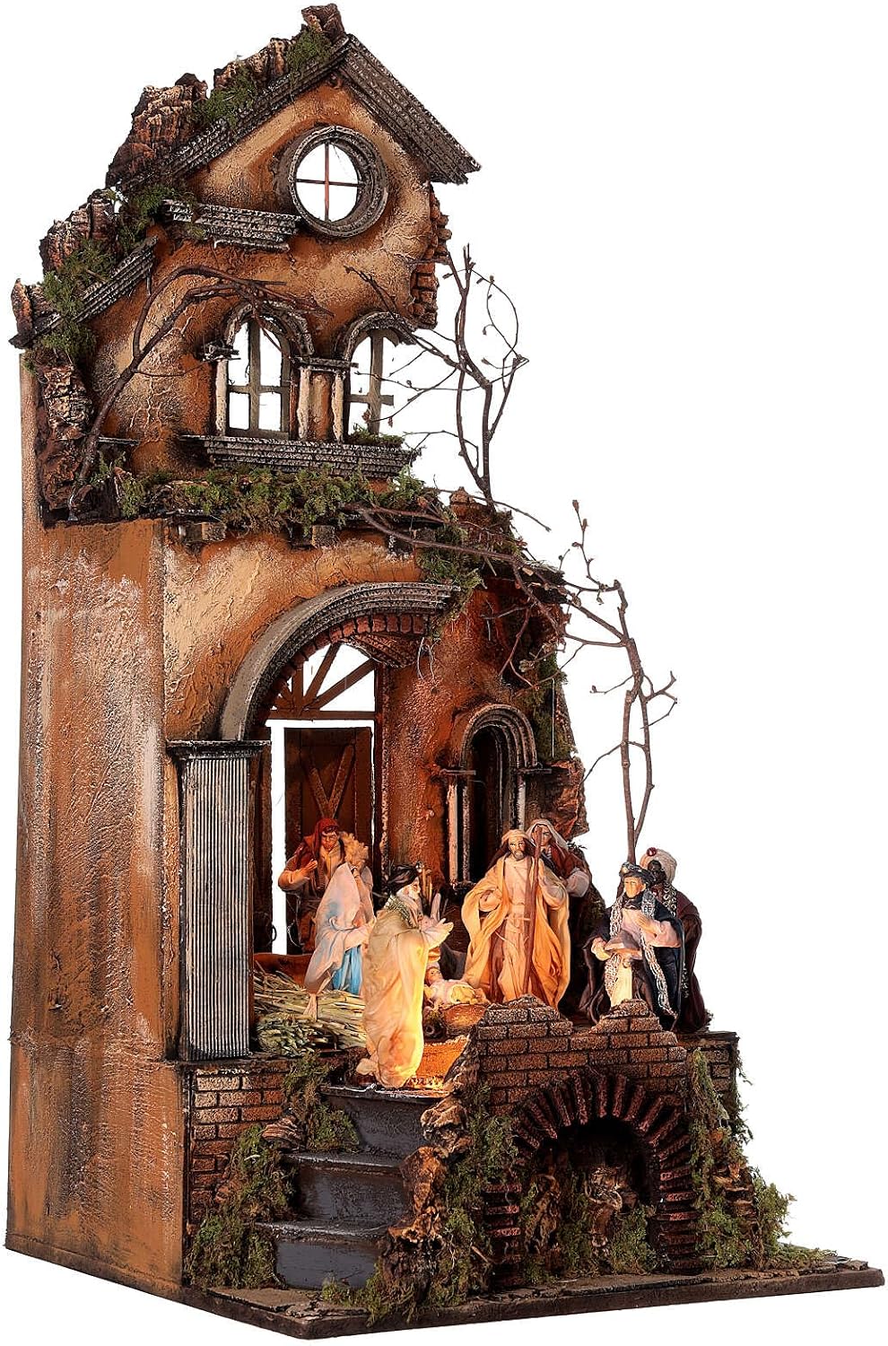Holy Family and Wise Men Setting for Neapolitan Nativity Scene with 13 cm Characters 80x40x40 cm, EmptyStatues Height: 13 cm|Width: 40 cm|Height: 80 cm|Depth: 40 cm