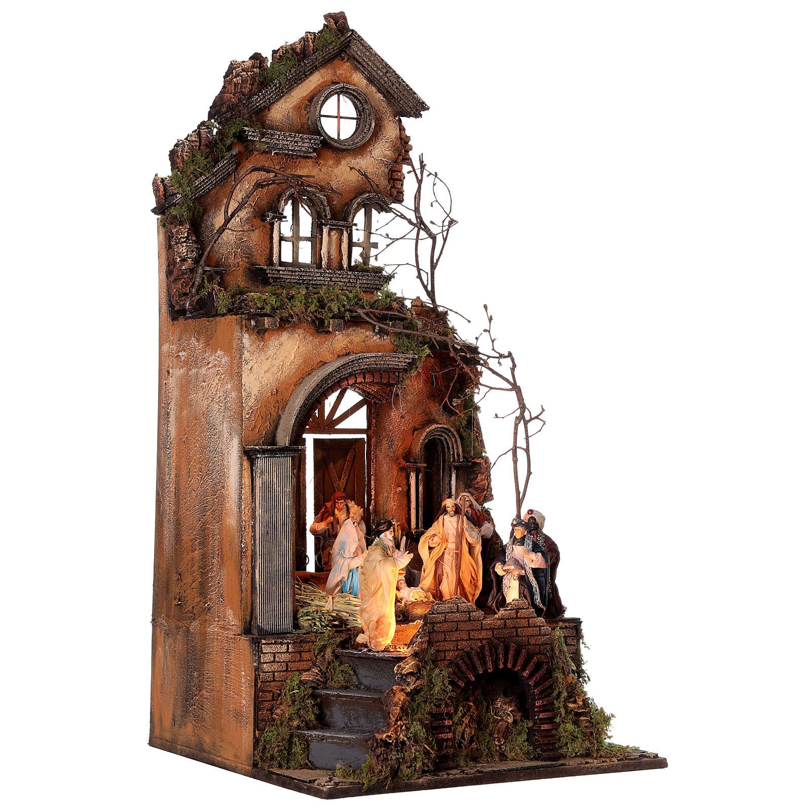 Holyart Crèche Napolitaine: Temple nativité Rois Mages crèche napolitaine 80x40x40 cm pour santons de 13 cm, Vide