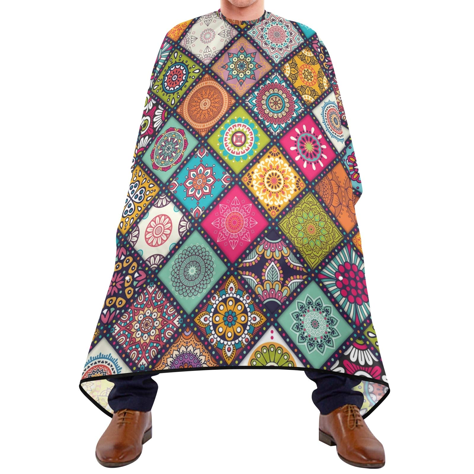 Capa De Peluquería Profesional 140x168cm, Flor Mándala Bata Peluqueria Unisex Personalizada Capa De Corte De Pelo, Para Cortes Y Teñidos, Hombres
