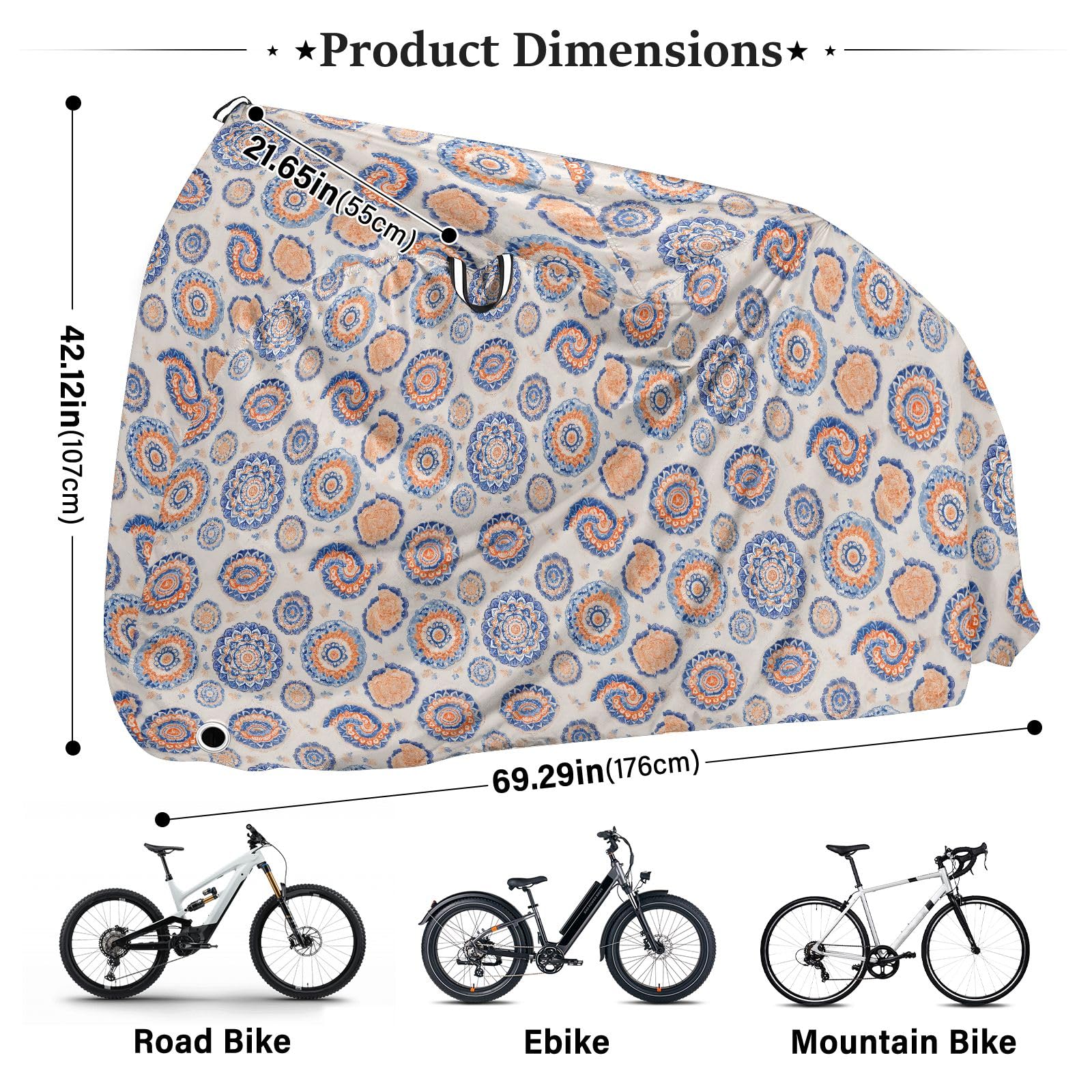Copertura impermeabile per bici da esterno per ciclomotore, resistente e antivento, protezione solare per mountain bike e bici da strada, mandala