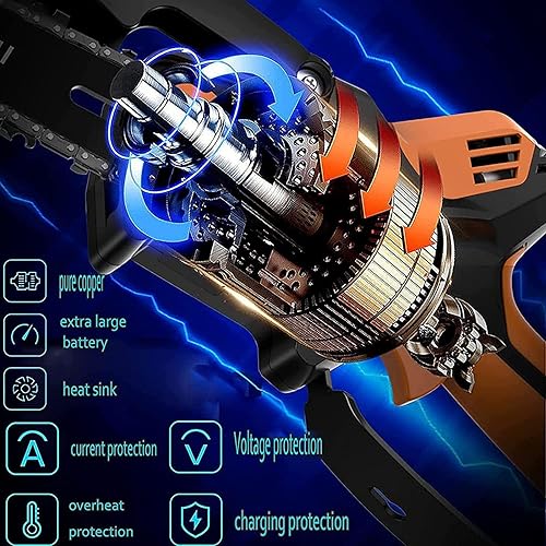 Miniatura 3 de Sierra de poste eléctrica de 21.7-88.6in ajustable 2 en 1 sierra de poste inalámbrica y mini motosierra recortadora de árbol con cargador y sierras