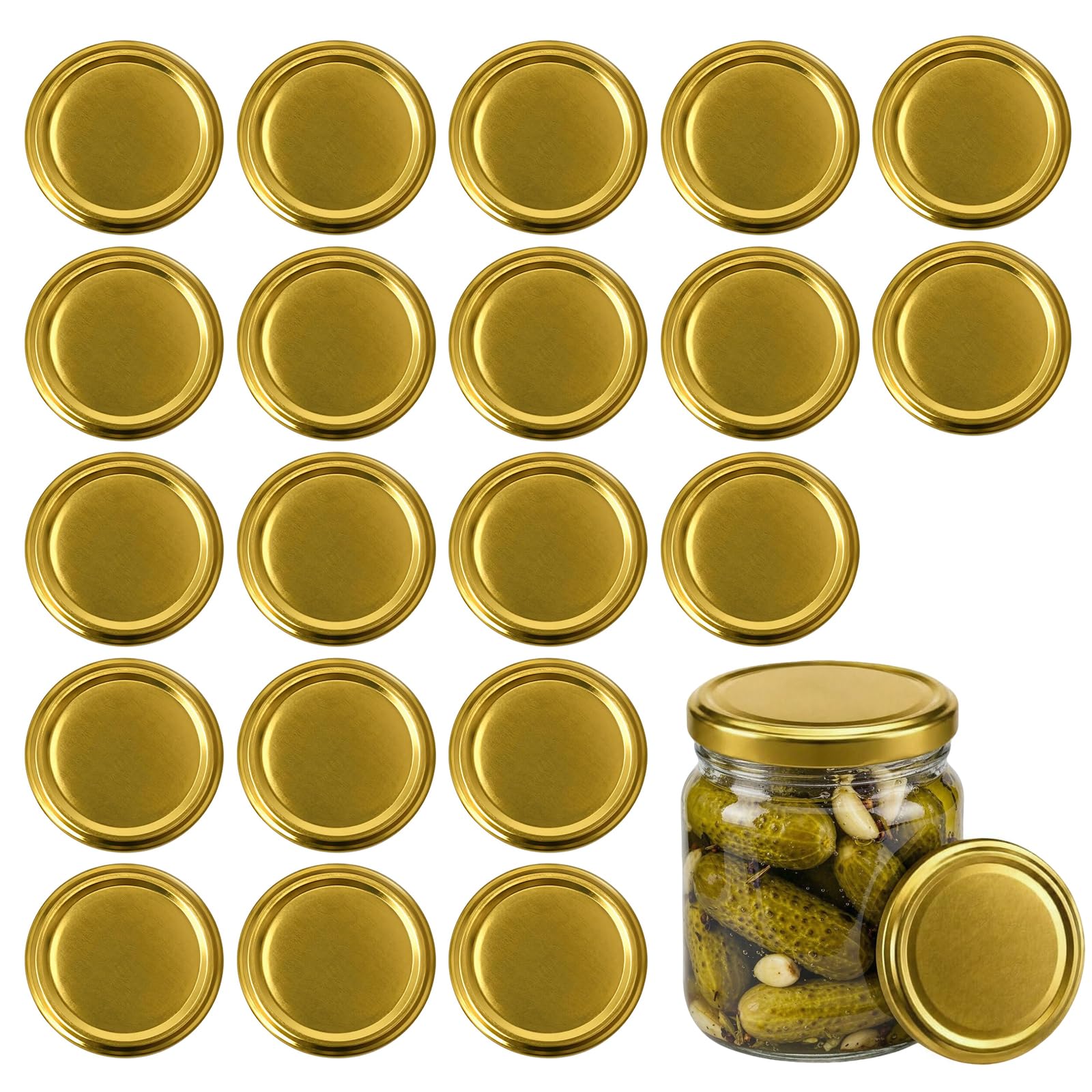 20 Pack 48mm Jam Jar Lids, Twist-On Replacement Covers for Standard Jars