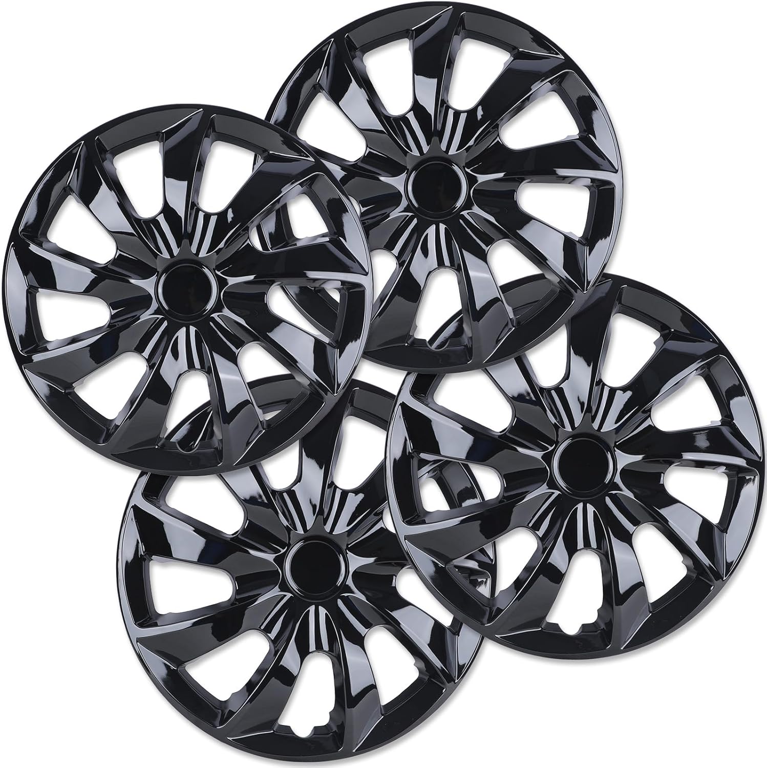 17" Premium Universal Wheel Rim Covers – Set of 4 Black Lacquer Hubcaps,ABS&PC Material Hub Protection Accessory,Snap-on Replacement Caps for Car,Pickup Truck,SUV - 17 Inch Black Lacquer 17 Inch 5084-BL-Black