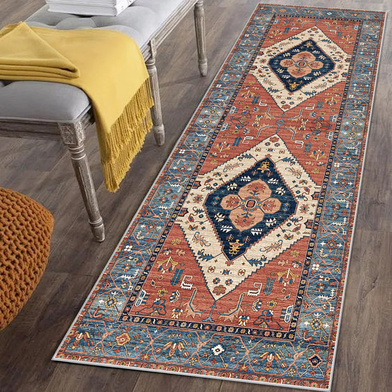 Mreoqja Modern Runner Rugs for Hallway 40 x 300 cm Non-slip Hallway Carpet Runner for Kitchen Rug Washable Hall Runner Entryway Rug Low Pile Floor Carpet for Entrance Laundry Bedroom Bedside Doorway