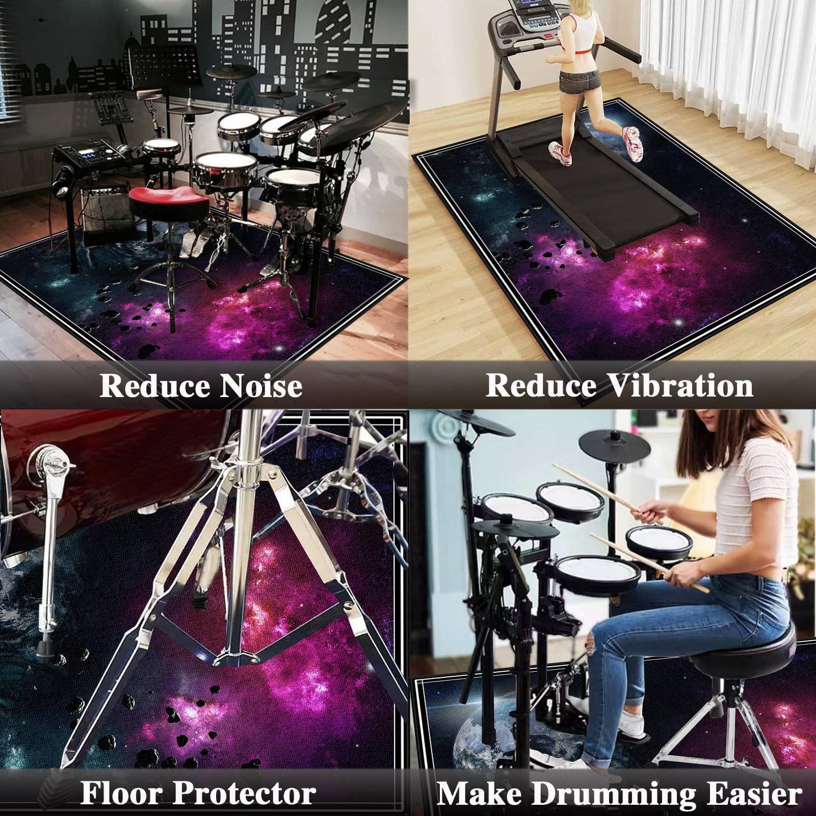 Dywanik perkusyjny, antypoślizgowy, dźwiękoszczelny, do użytku wewnątrz i na zewnątrz, elektroniczny zestaw perkusyjny jazzowy, do perkusji basowej, werbla, na zewnątrz, izolacja akustyczna, dywan