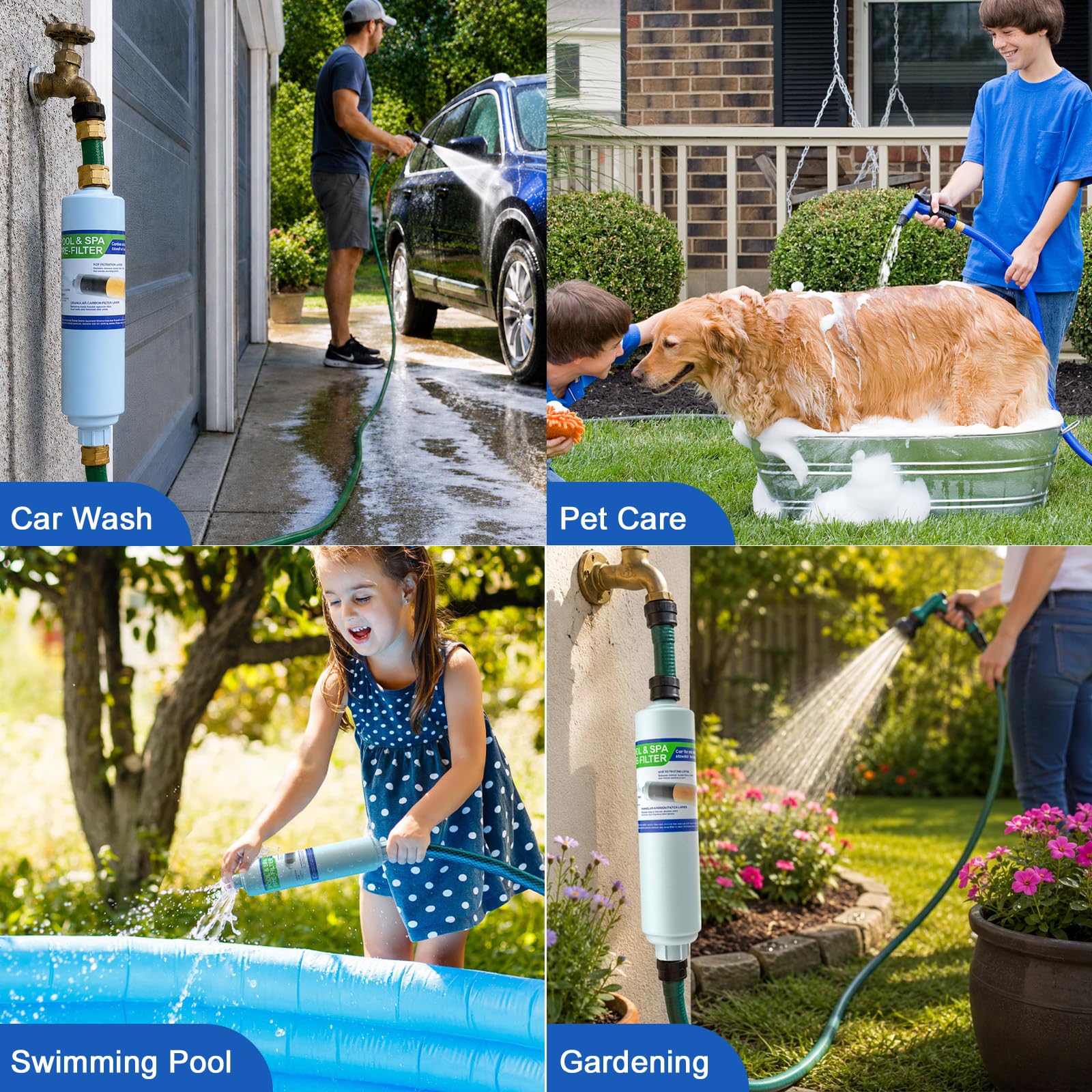 Filtre de tuyau de jardin pour remplissage de piscine, d'aire de bains chauds ou de spa, réduit considérablement les sédiments, le chlore