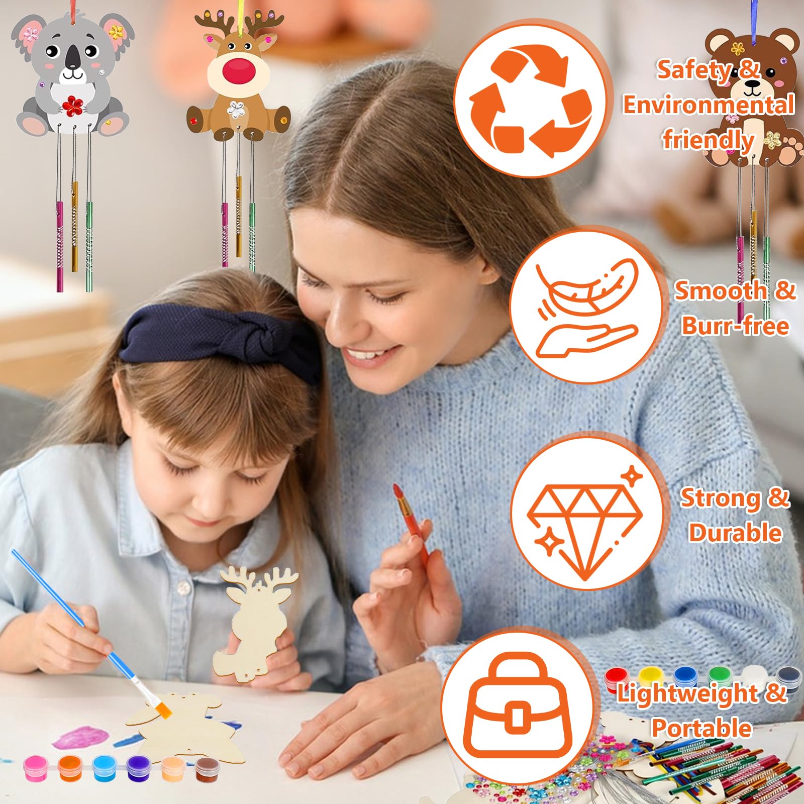 PIWOSGOL Kits Bricolage Animal En Bois, Carillon à Vent, Loisirs Créatifs Pour Filles, DIY Artisanat Pour Activité Manuelles Enfants Cadeau