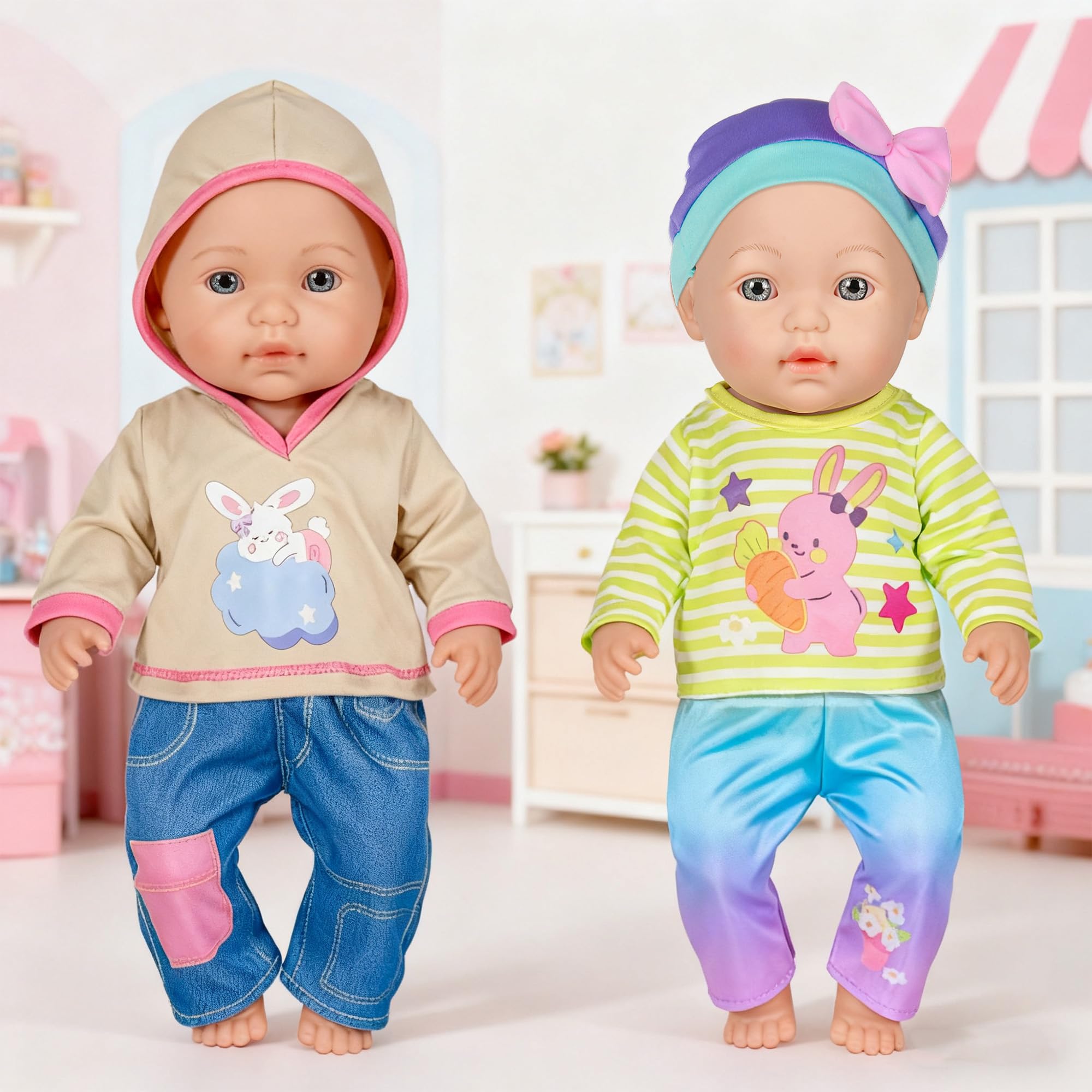 Vêtements de poupée comprenant un body chapeau et un manteau pour poupées de 43 cm Vêtements de poupée comprenant un body chapeau et un manteau pour poupées de 43 cm