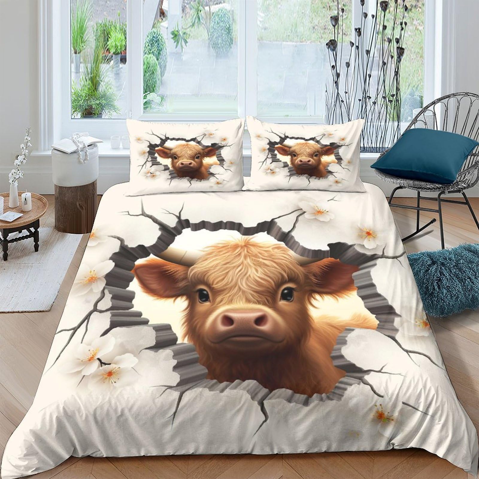 Ctjqhvkz Style-7 3D Printed Cute Cow Fitted Sheet Microfiber Soft Animal Cartoon Mattress Cover For Bedroom Dorm Decor, Machine Washable Single（135X200cm）