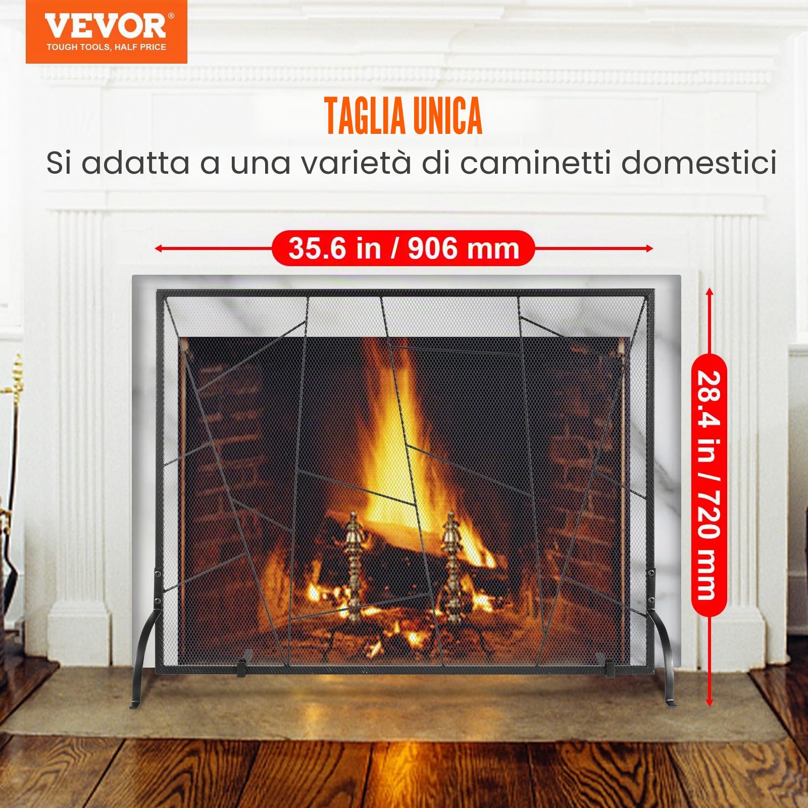 VEVOR Schermo Parascintille Nero per Caminetto 1 Pannello Schermo per Stufa da 90,6x72 cm, Parascintille per Camino Stufa di Soggiorno Decorazione d'Interni, Pannello Parascintille per Camino Stufa