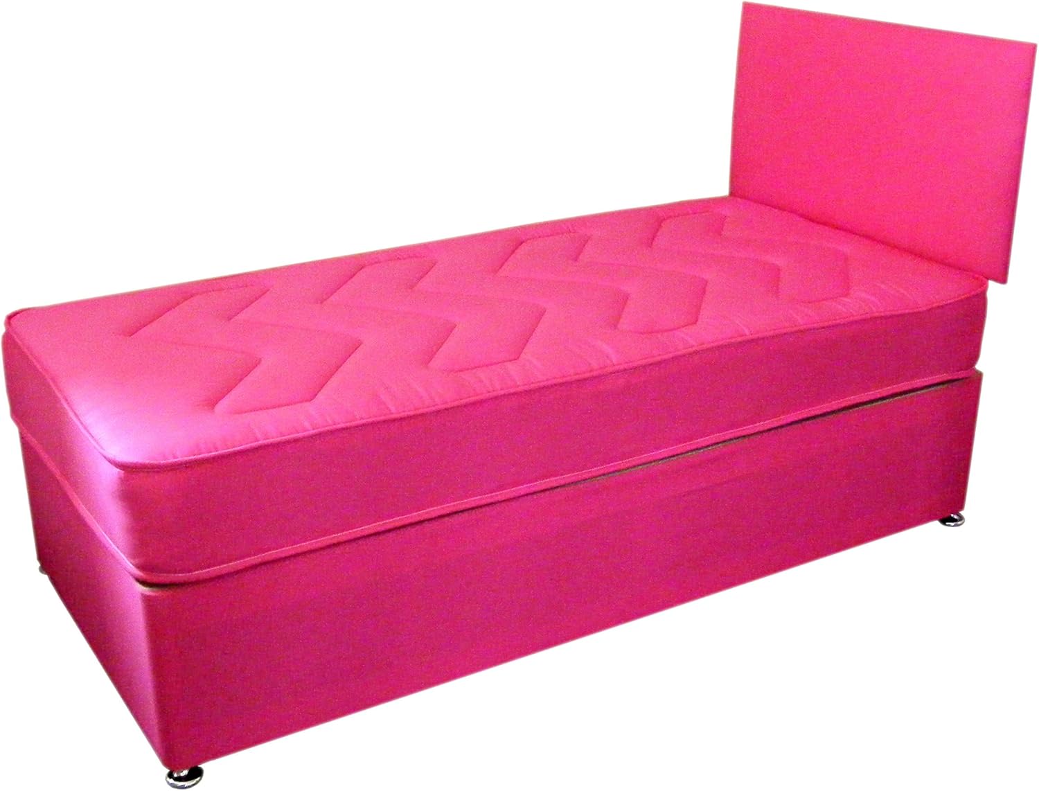 Just Beds Pink Divan Bed Including Deep Quilt Mattress and Headboard