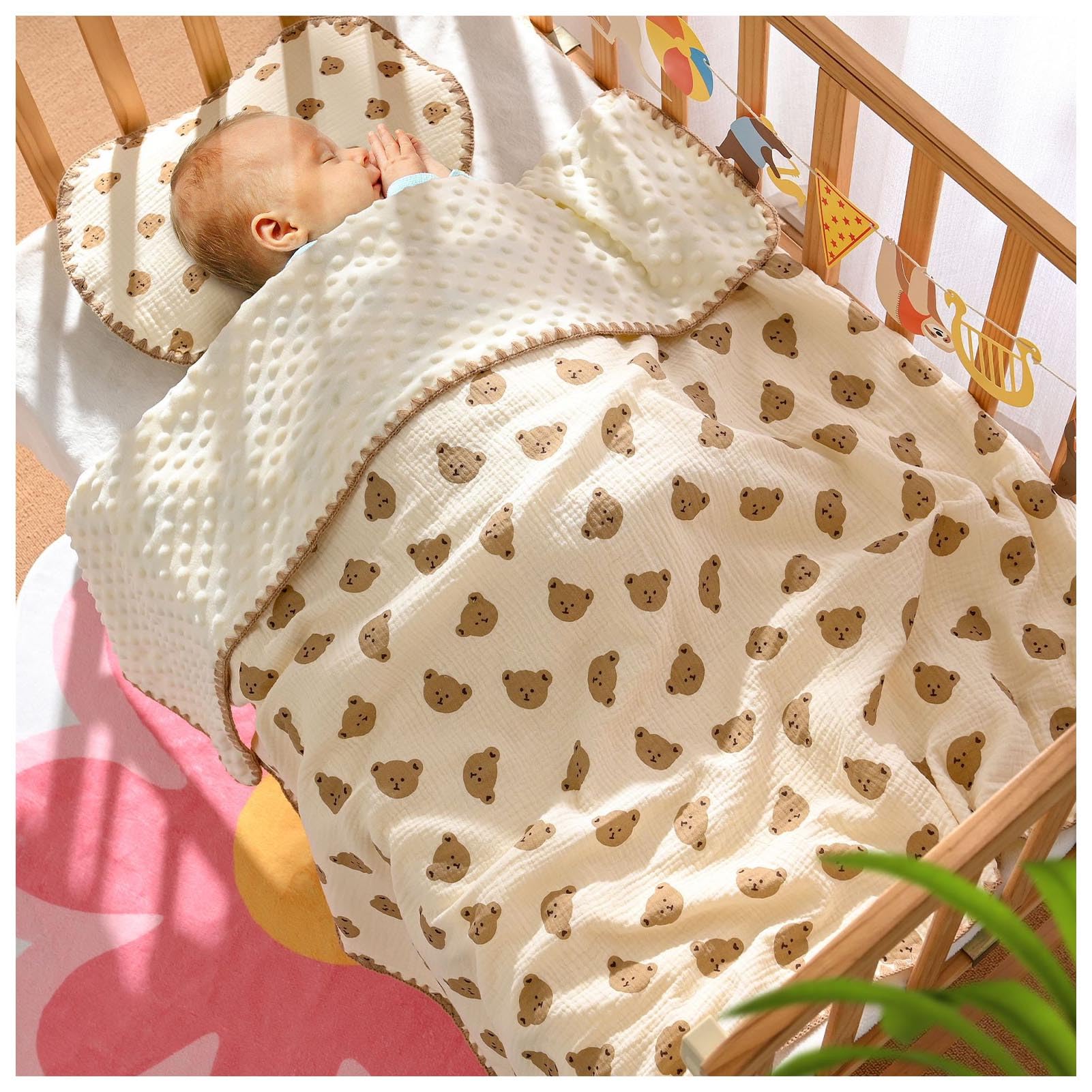 Wakects Coperta Estiva per Bambini, Motivo Punteggiato, Traspirante, Multifunzionale per Asilo e Passeggino