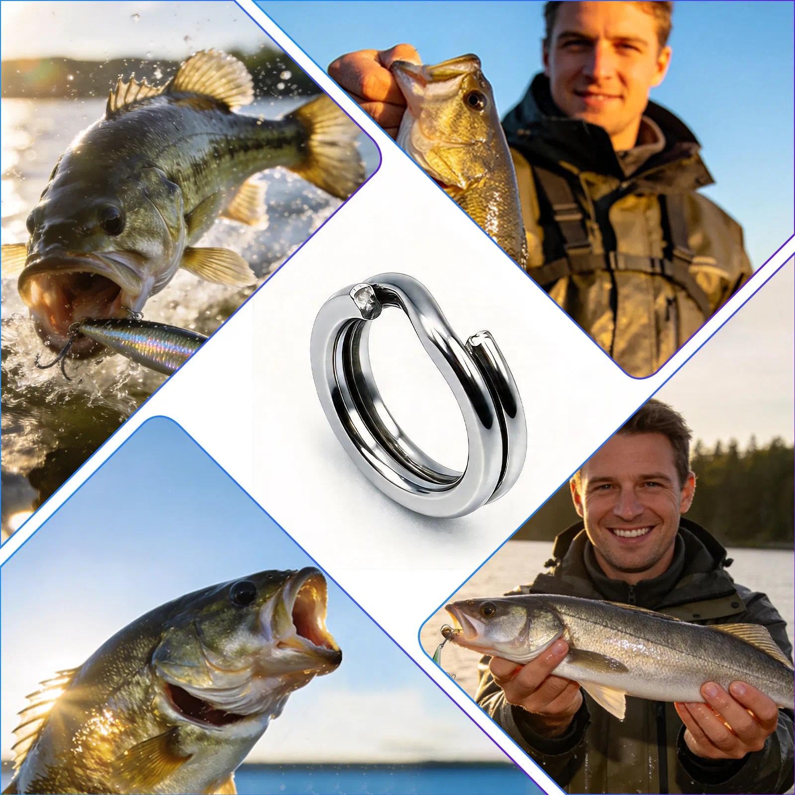 Natufish Lot de 100 anneaux de pêche fendus en acier inoxydable pour hameçons de pêche robustes en eau salée (0#_5,9 kg_100 pièces_argent)