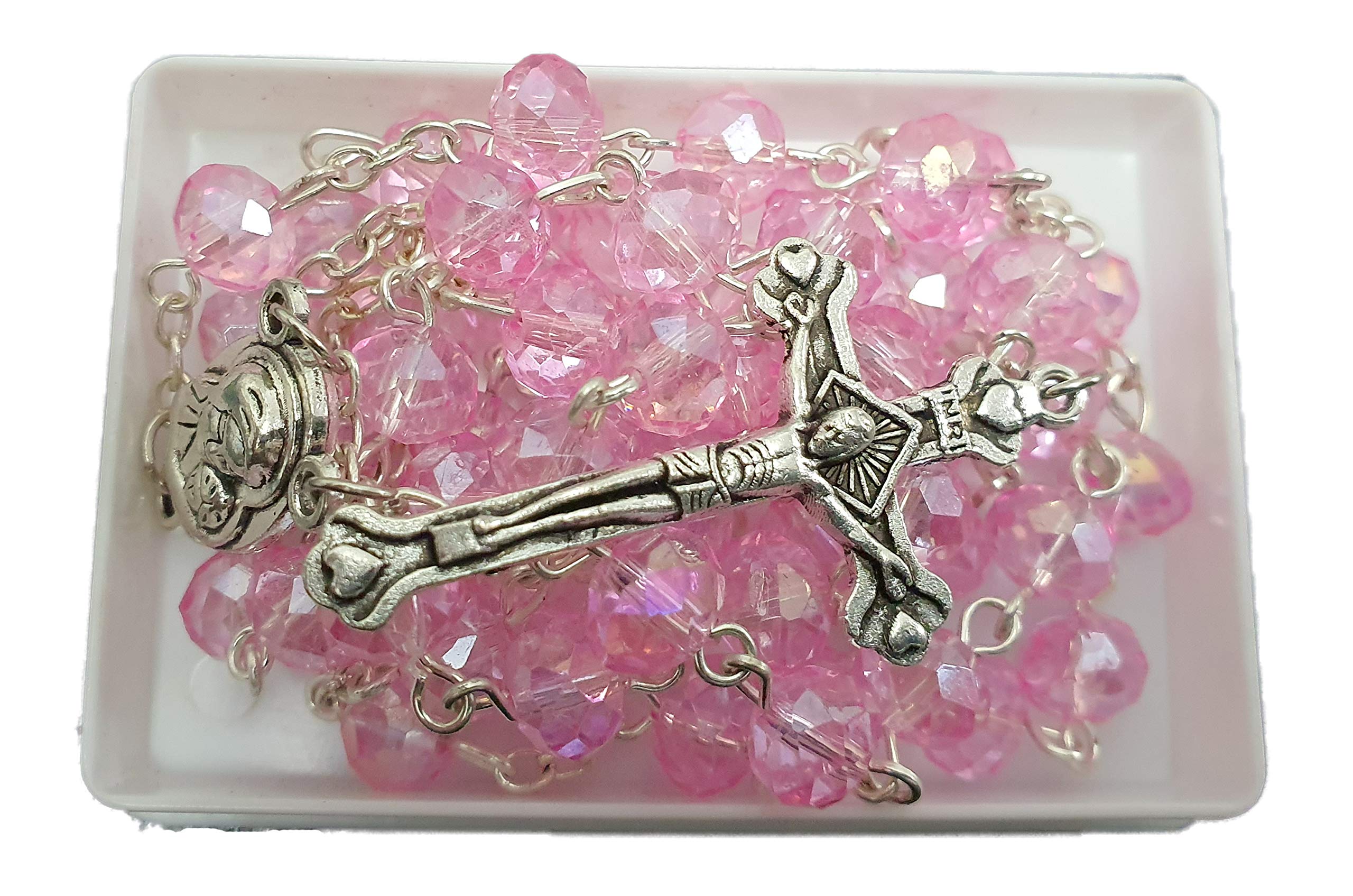 Jerusalem Rosary Catholic Crystal Pink