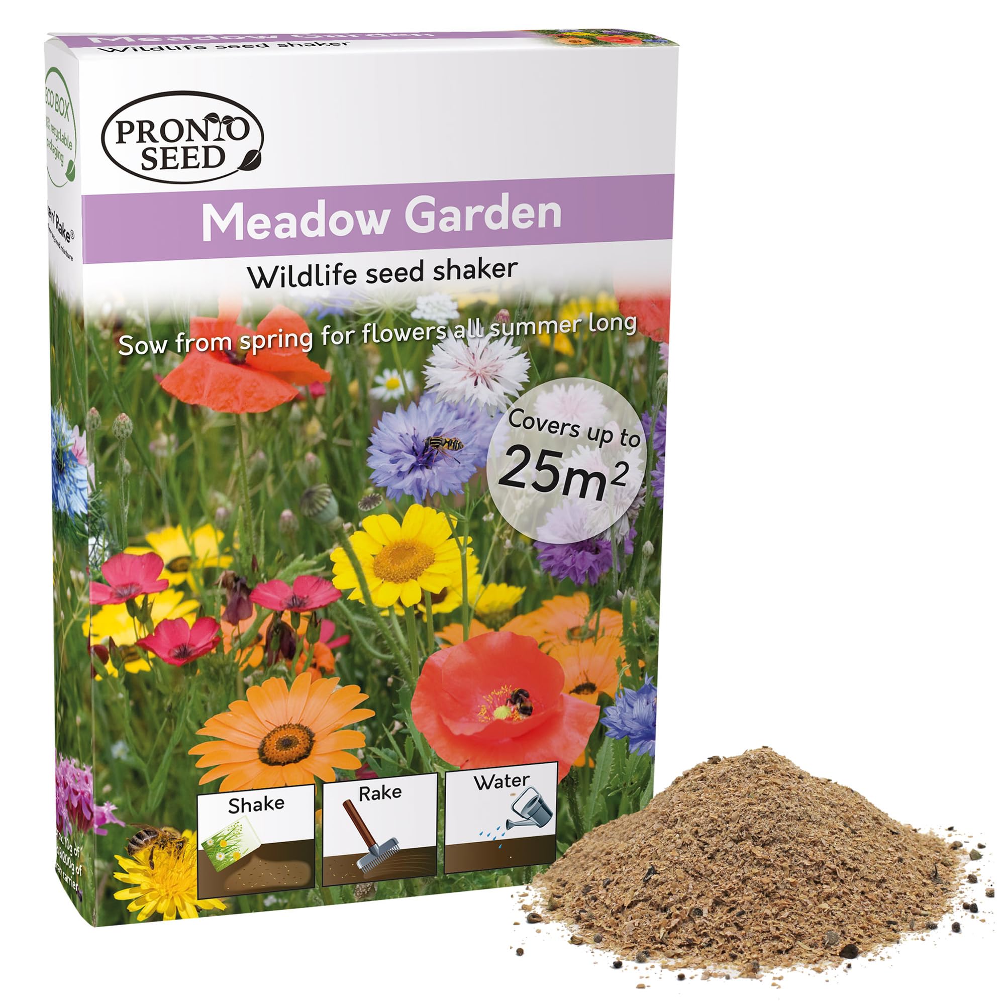Pronto Seed Wild Flowers Seeds - UK Mixed Variety Pack - Selected Wildflower Seed Mix for Garden & Meadow Areas - Native British Blooms, Covers 25m2 (Meadow Garden)