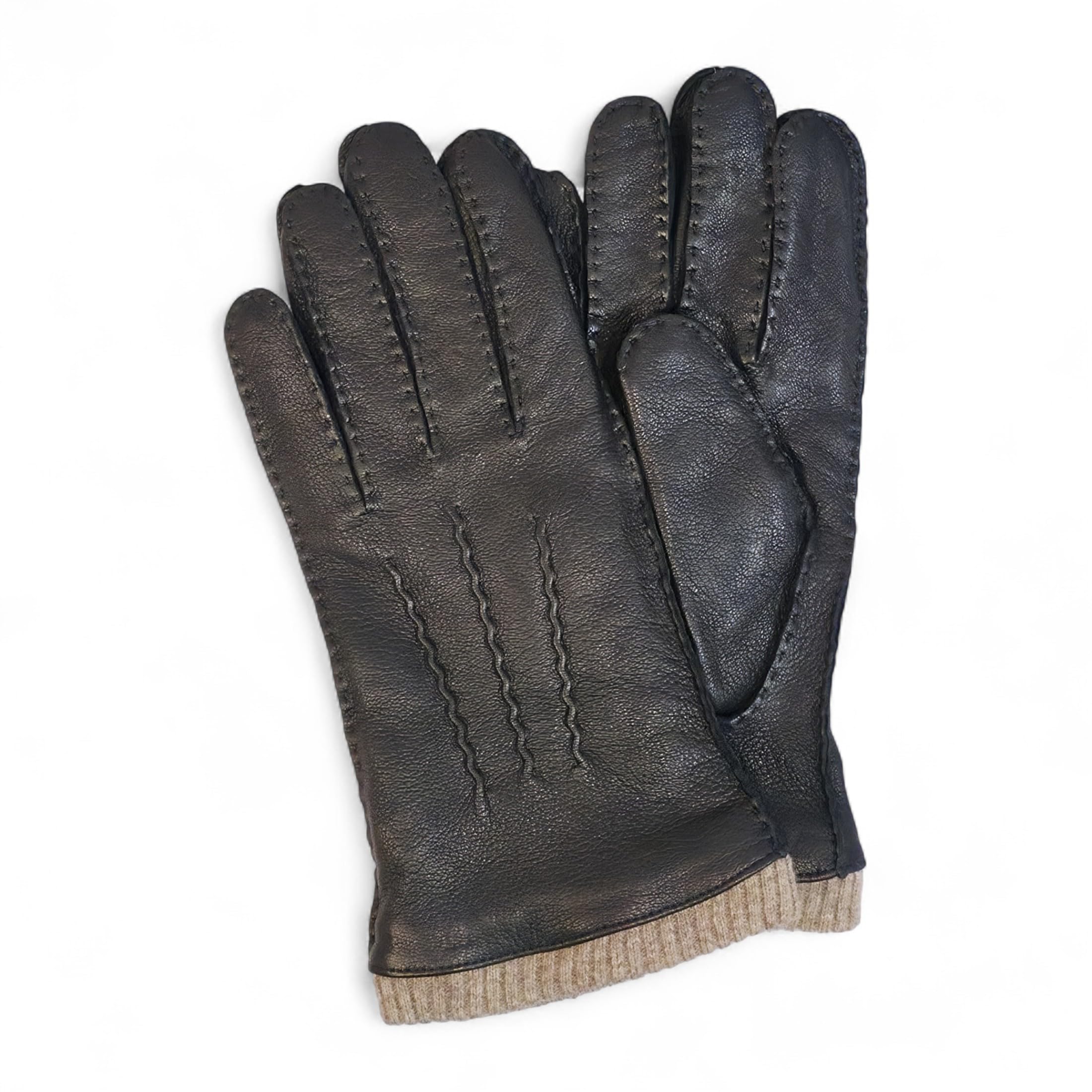 Infinity Leather Guantes de Invierno de Piel Italiana Hombre: Forro de Lana Cálido, Compatibles con Pantallas Táctiles, Resistentes al Agua, Para Conducir y Montar a Caballo.