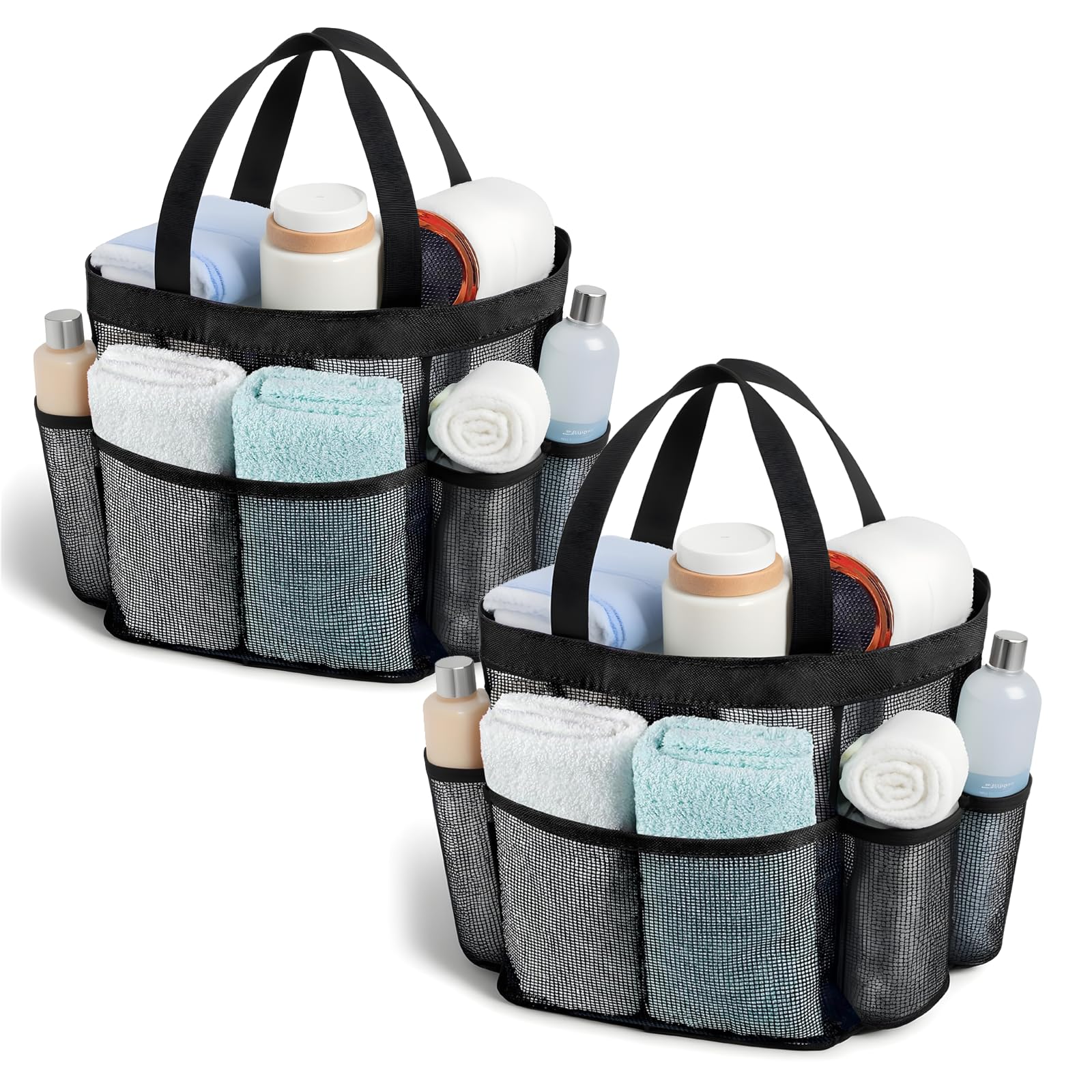 HSONGDILYS 2 Pack Mesh Shower Caddy Portable 8-Pocket Dorm Shower Bags with Large Capacity Essential for College Dorms