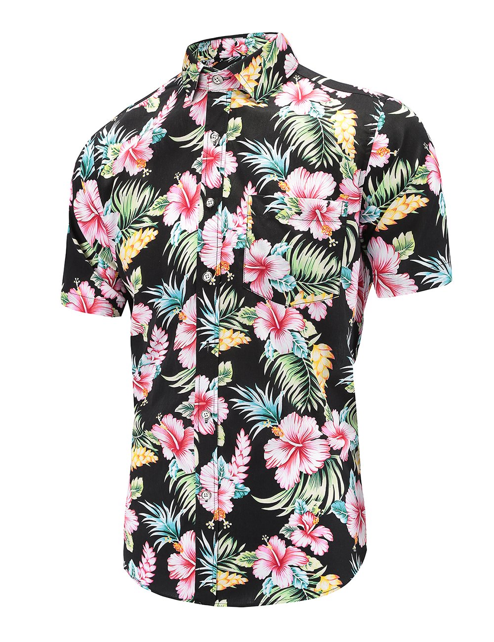 Dioufond Men's Pineapple Flower Casual Button Down Short Sleeve Aloha Hawaiian Shirts