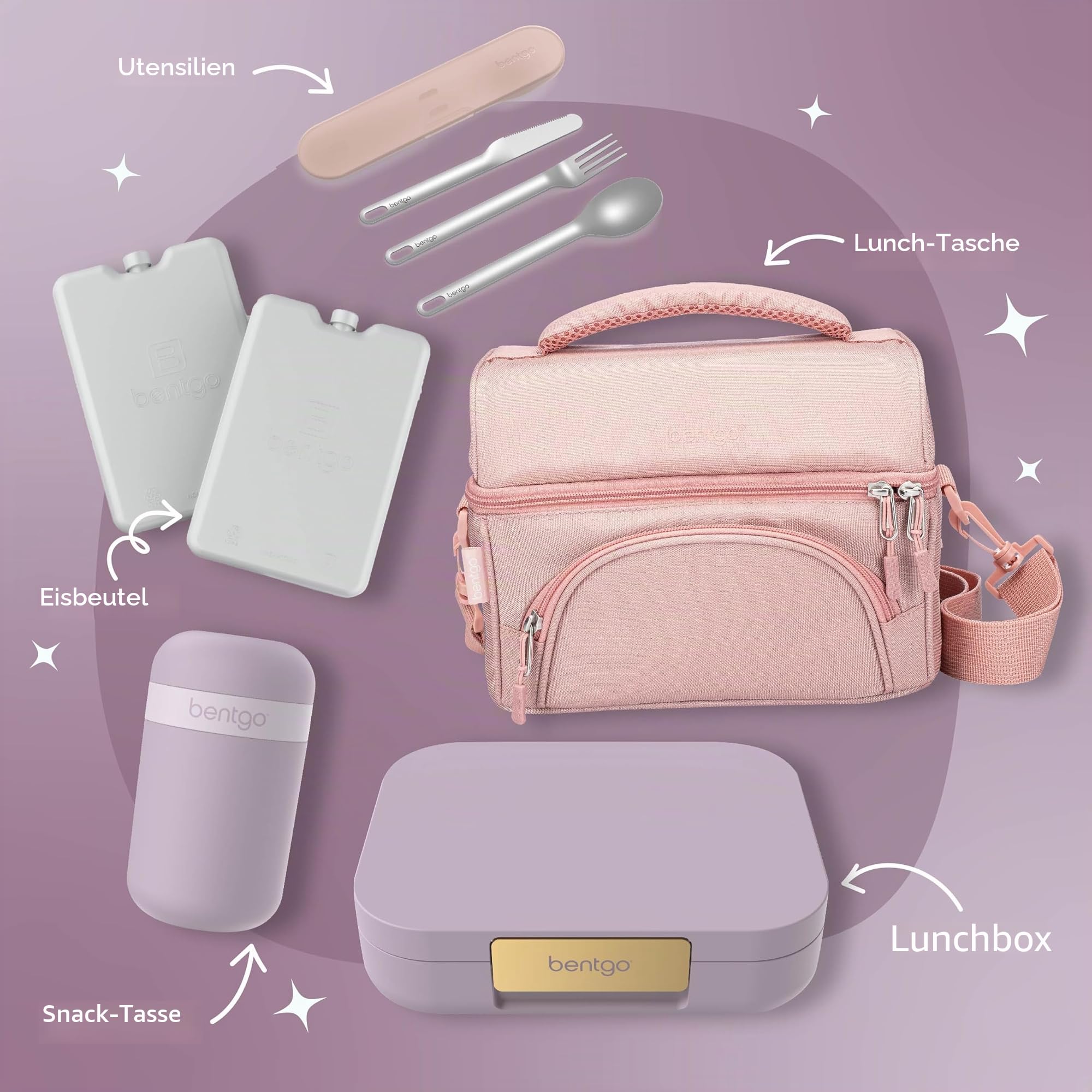 Bentgo® Modern,Vielseitige 4-Fächer Bento-Stil Lunchbox für Erwachsene und Jugendliche, Auslaufsicher,BPA-frei, matte Oberfläche und ergonomisches Design (Orchidee) | Auslaufsicher, 5,5 Tassen Fassungsvermögen, verstellbare Trennwand, mikrowellen- und spü