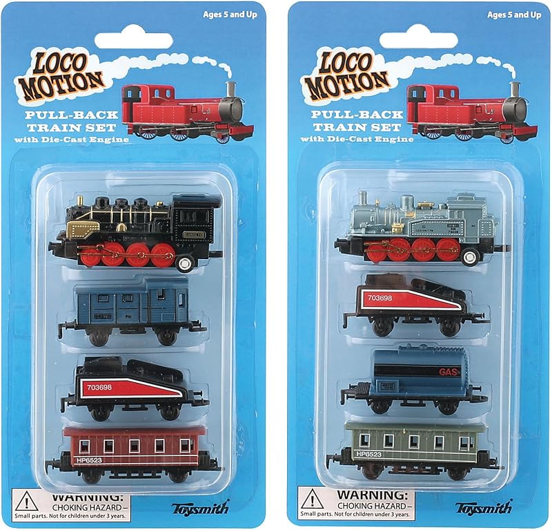 Toysmith Mini juego de trenes extraíbles, varios estilos, para niños y niñas mayores de 5 años