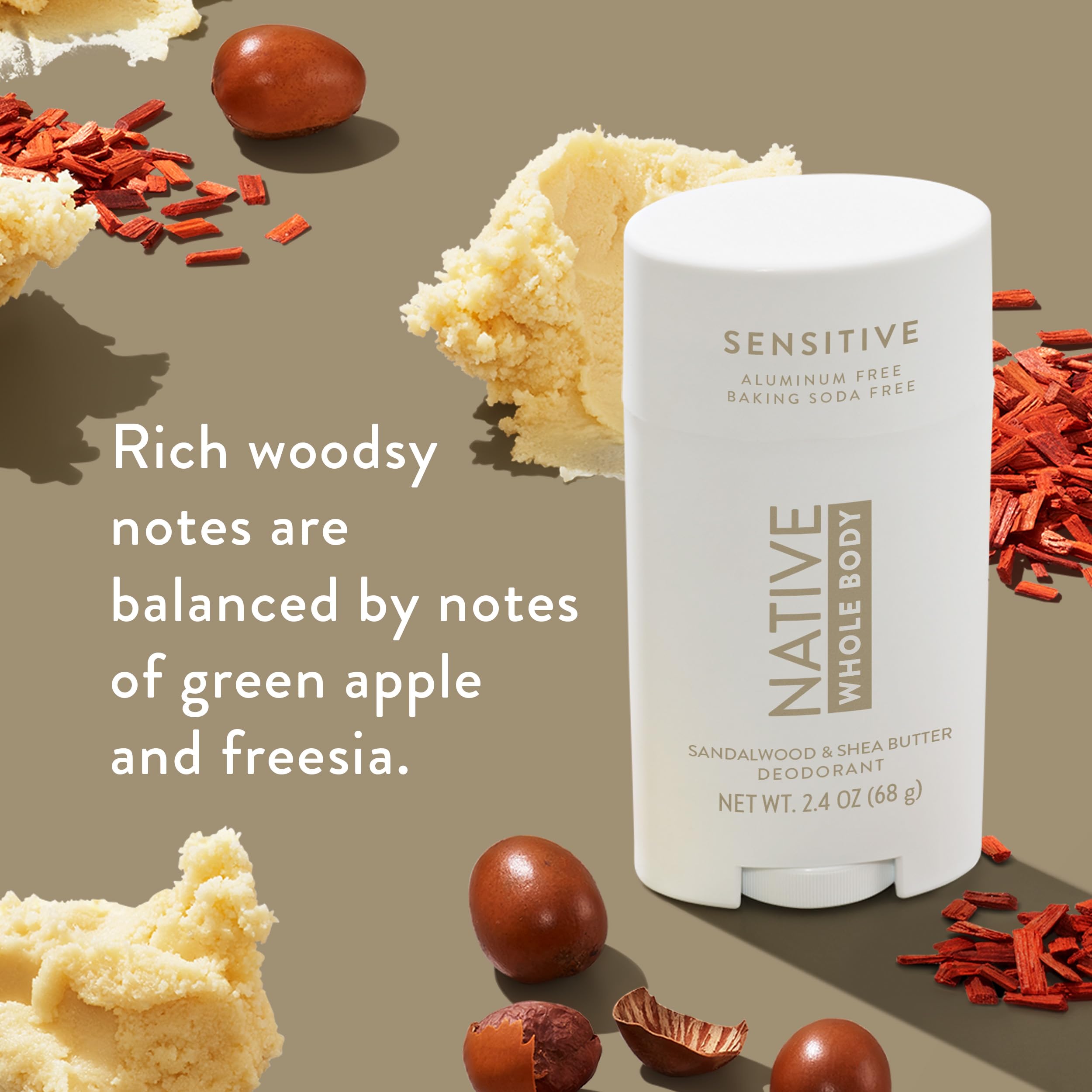 Native | Sandalwood & Shea Butter| Sensitive |Whole Body |Deodorant| 2.4 oz