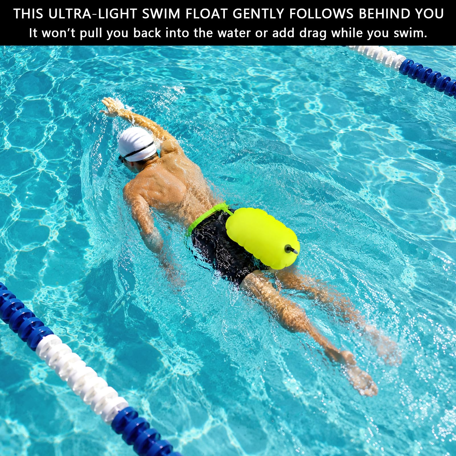 Schwimmboje, Gut Sicherheit beim Schwimmen, Einfarbige Sicherheitsboje für Freiwasser und Triathlon, mit Hüftgurt, Gut Sichtbare Schwimmhilfe für Erwachsene