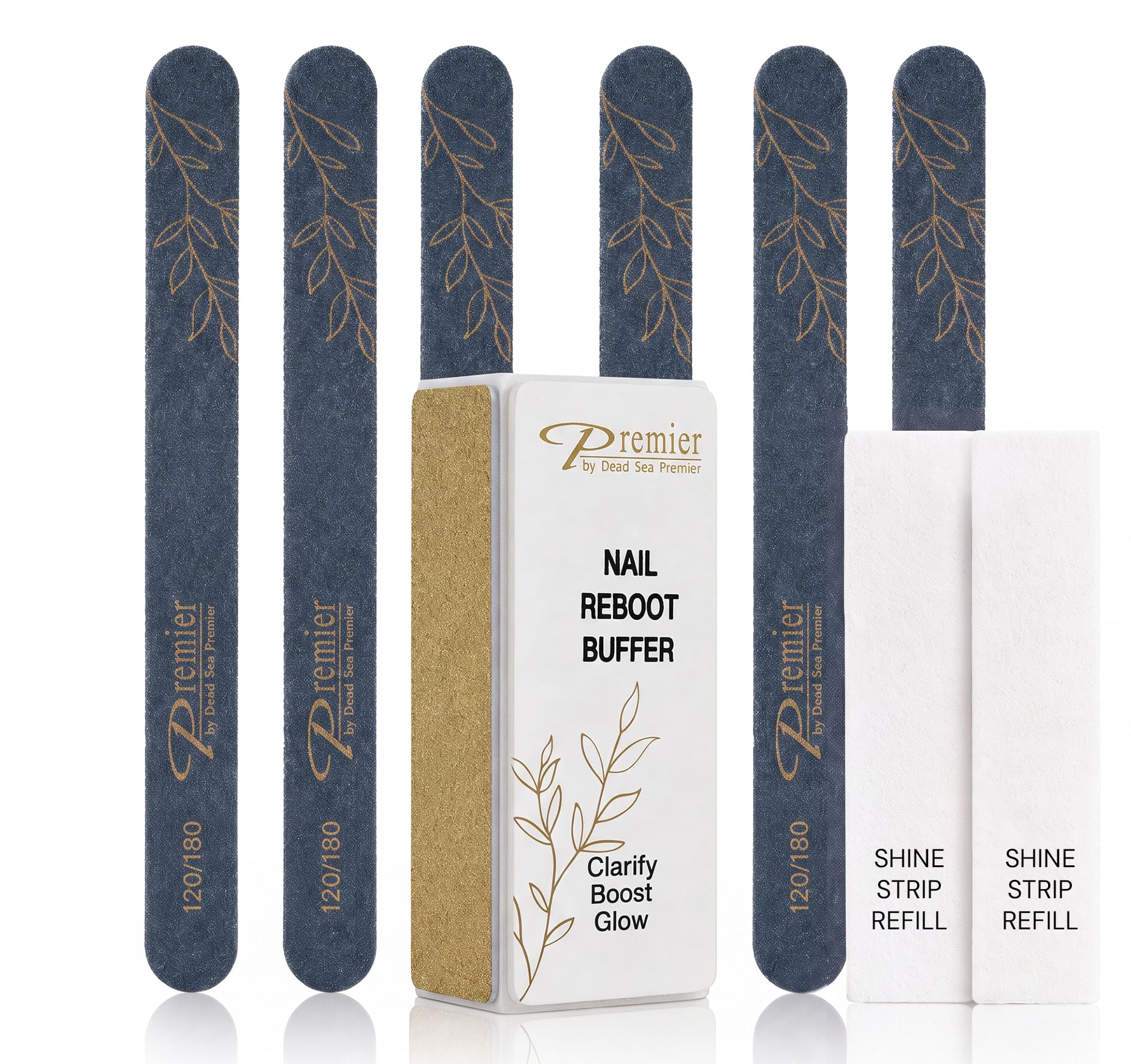 Premier Dead Sea Nail Files and Buffers Kit, 6 Double-Sided Files 120/180