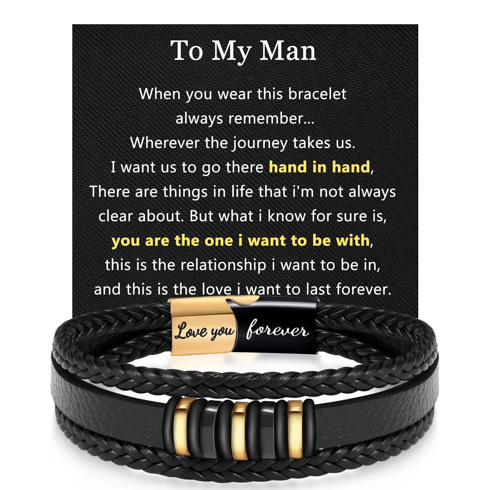 JSJOY Gifts for Him Braided Leather Bracelet - Unique Mens Bracelet for Dad Husband Brother Son Grandson -