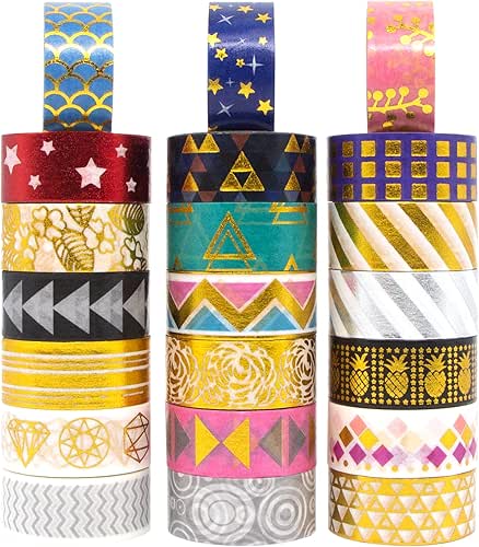 Ieebee 21 Rolls Washi Tape Set - 15mm Wide Foli