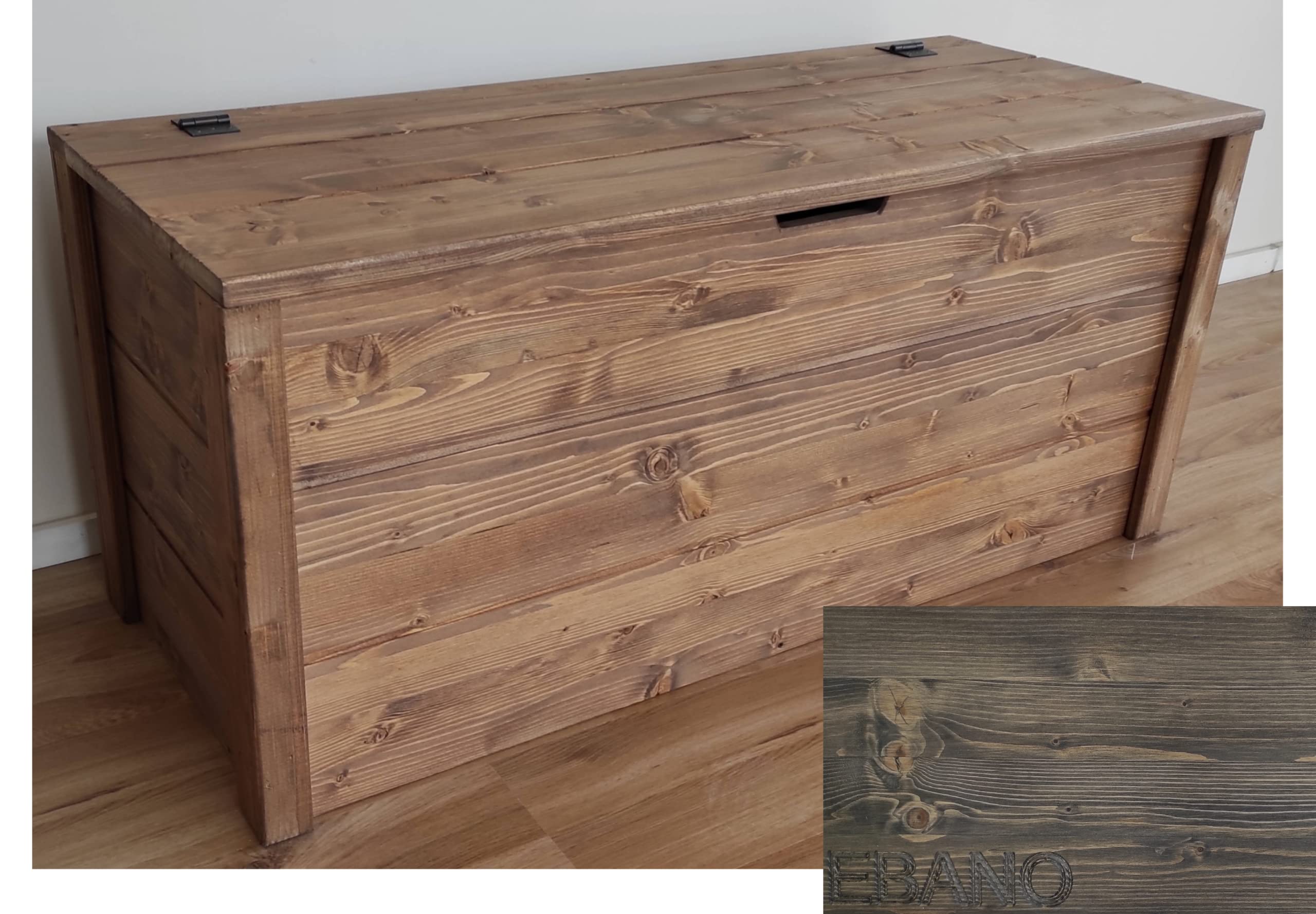 Arcón de madera 90x40x40 TOTAL WOOD 2012 baúl exterior interior con tapa color ébano